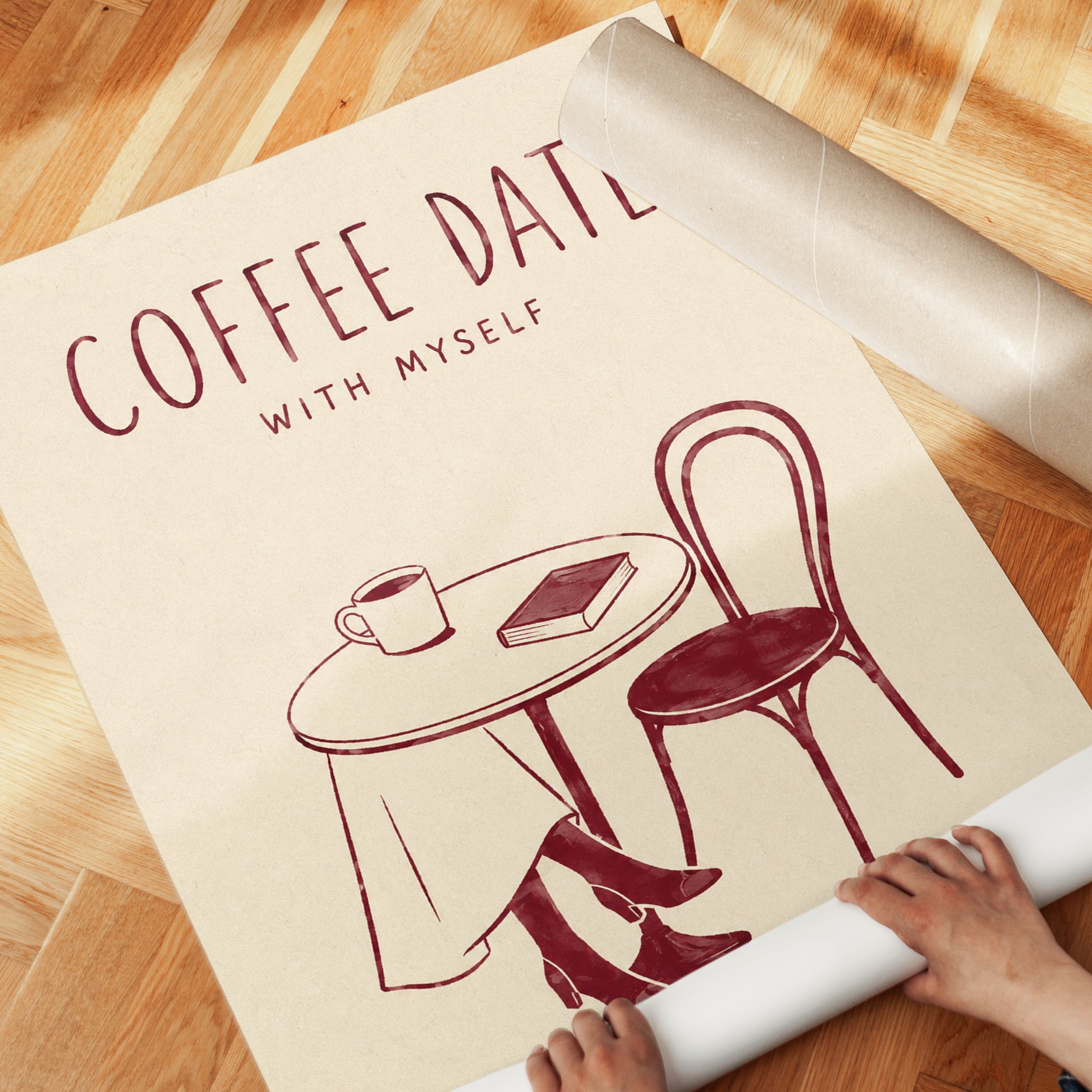 Coffee Date Wall Art – Self Care Quote Print - detail