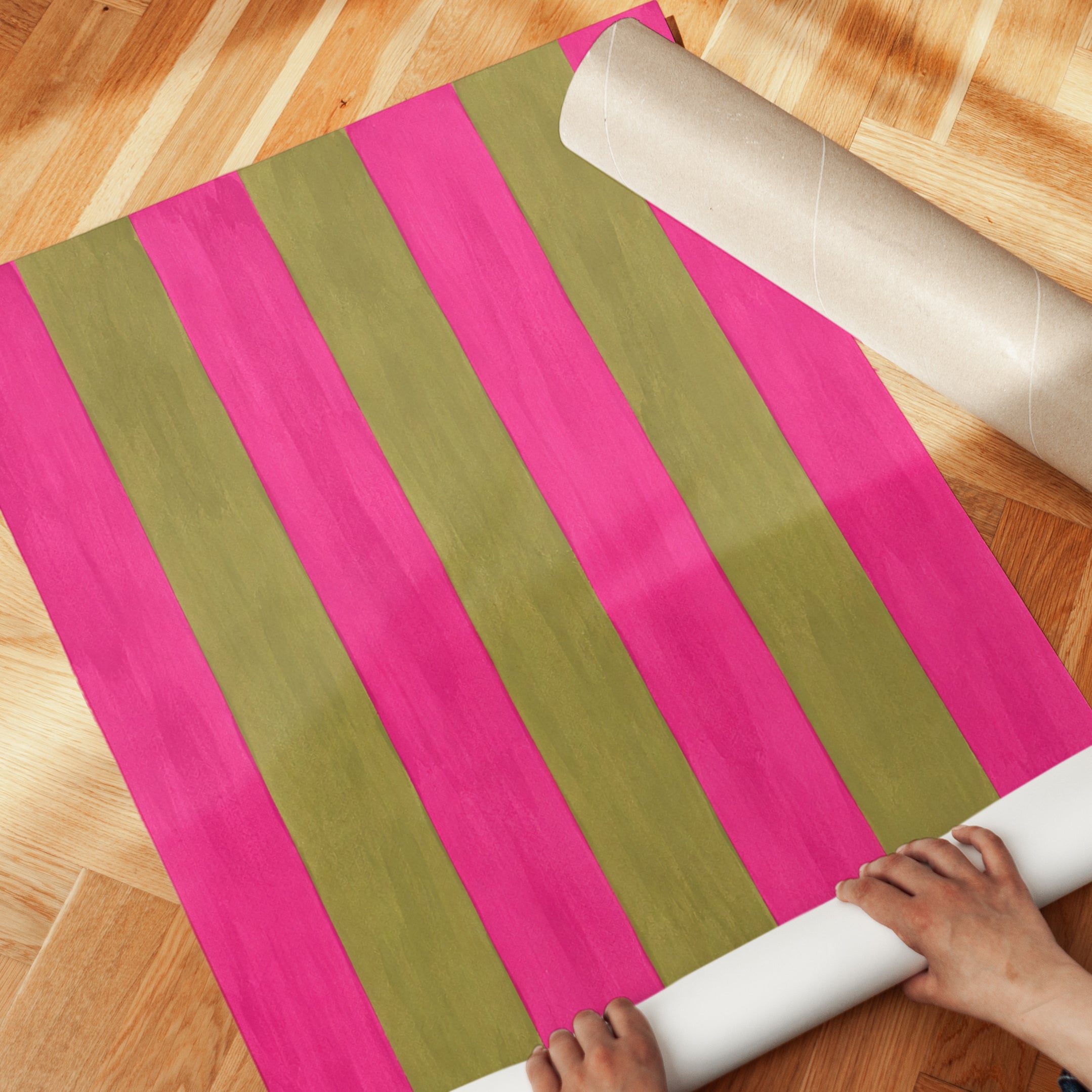 Pink and Gold Striped Wall Art: Vintage Textured Pattern - detail