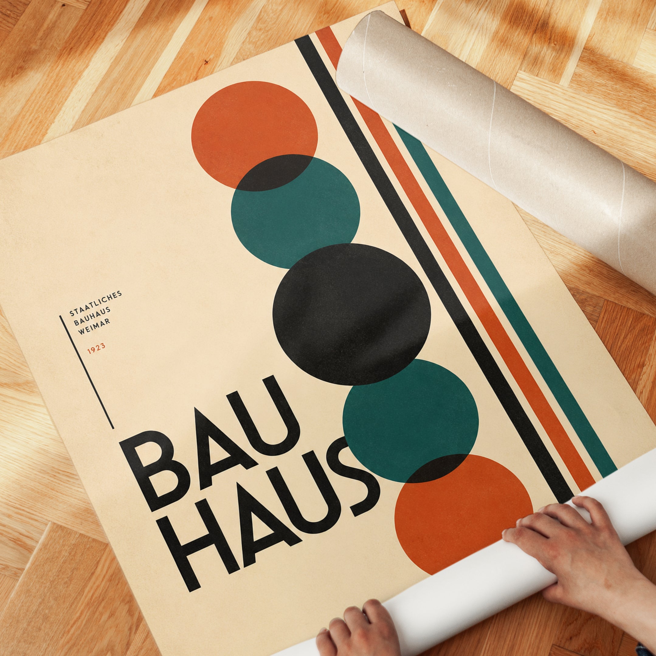 Bauhaus Geometric Circle Poster: Modernist Design Wall Art - detail