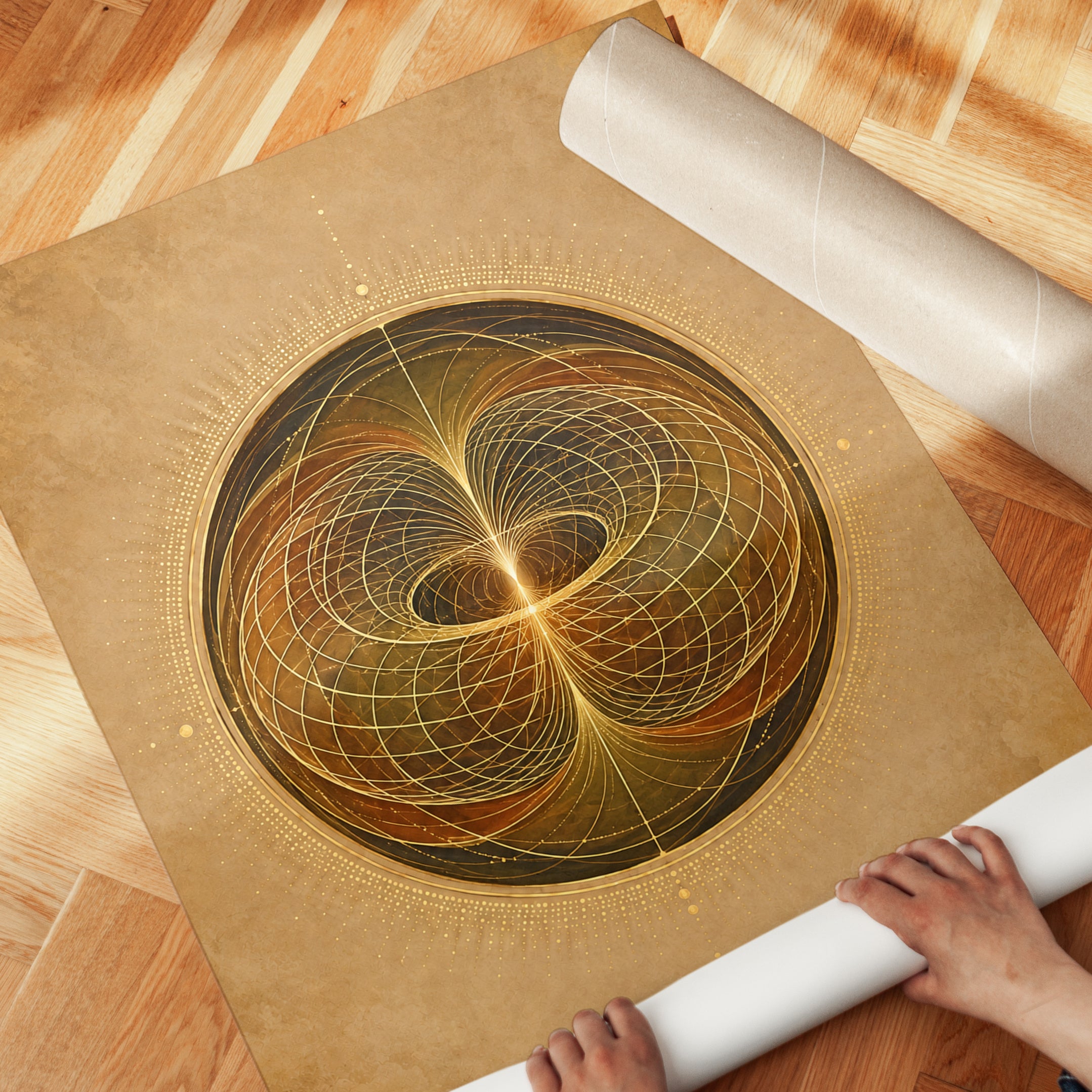 Torus Sacred Geometry Print: Golden Energy Field - detail