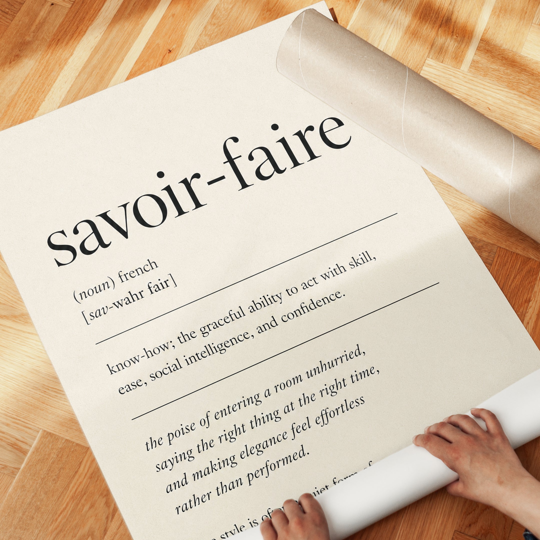 Savoir-Faire Definition Print: Minimalist French Typography Art - detail