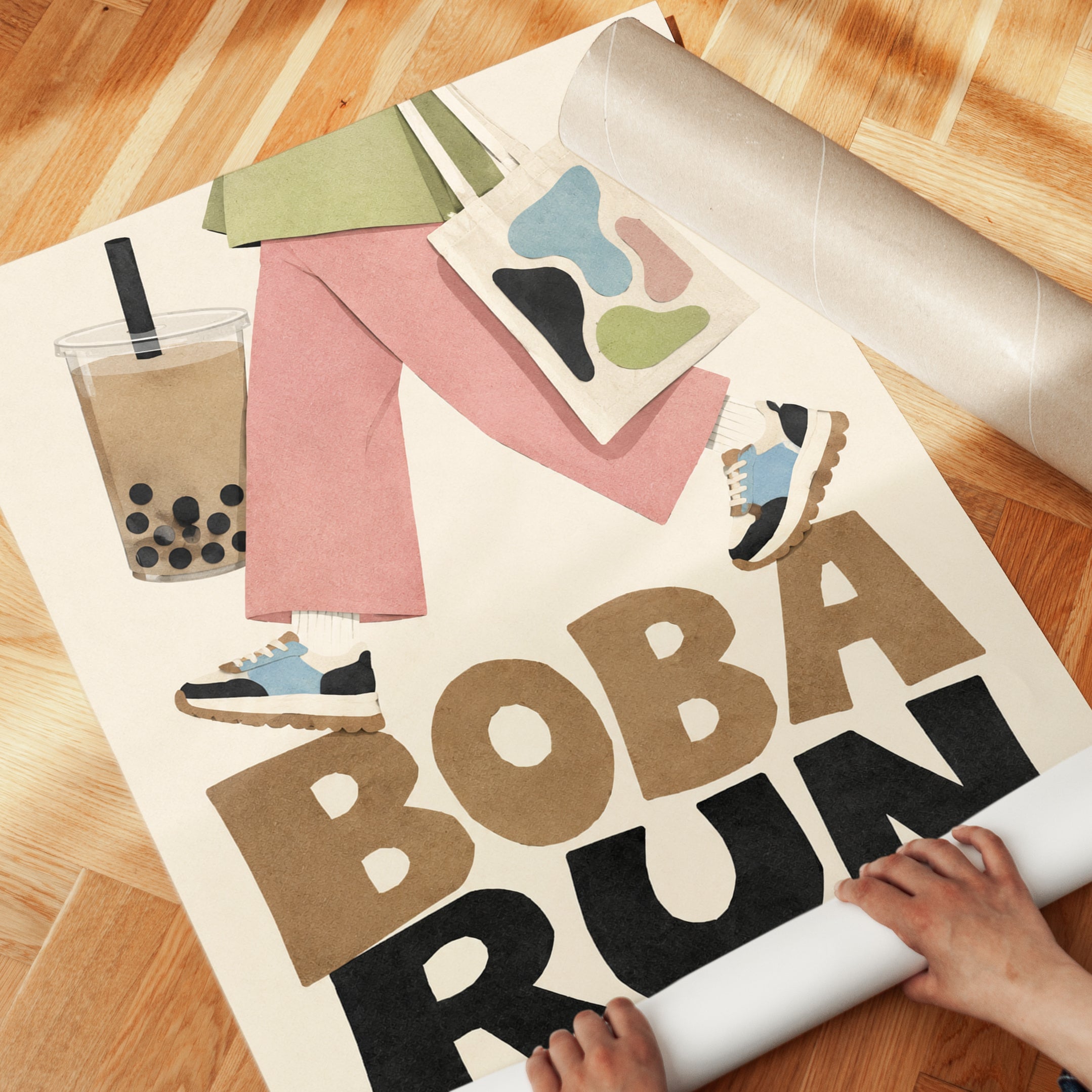 Boba Tea Wall Art – Modern Kitchen Print - detail