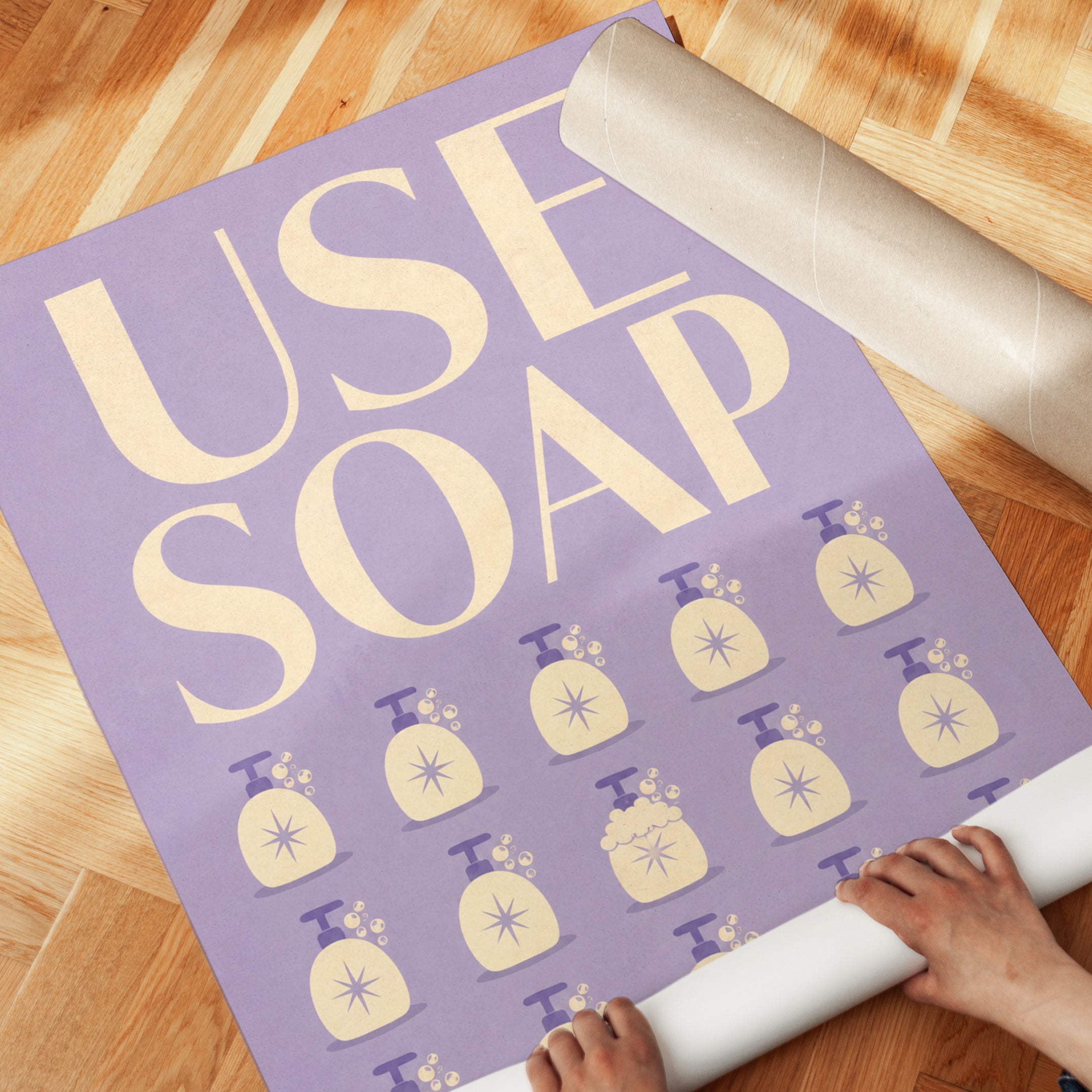 Bathroom Wall Art: Retro Use Soap Sign - detail