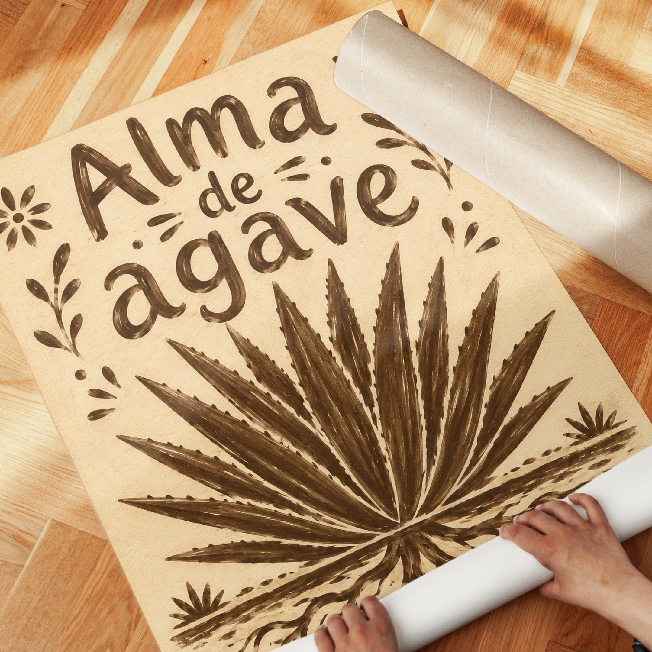 Alma de Agave Wall Art: Vintage Botanical Illustration Print - detail