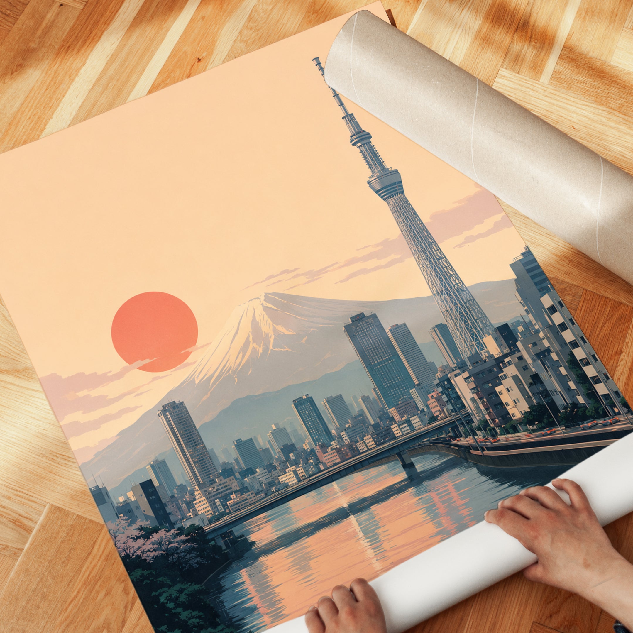 Tokyo Skyline Print – Mount Fuji Poster - detail
