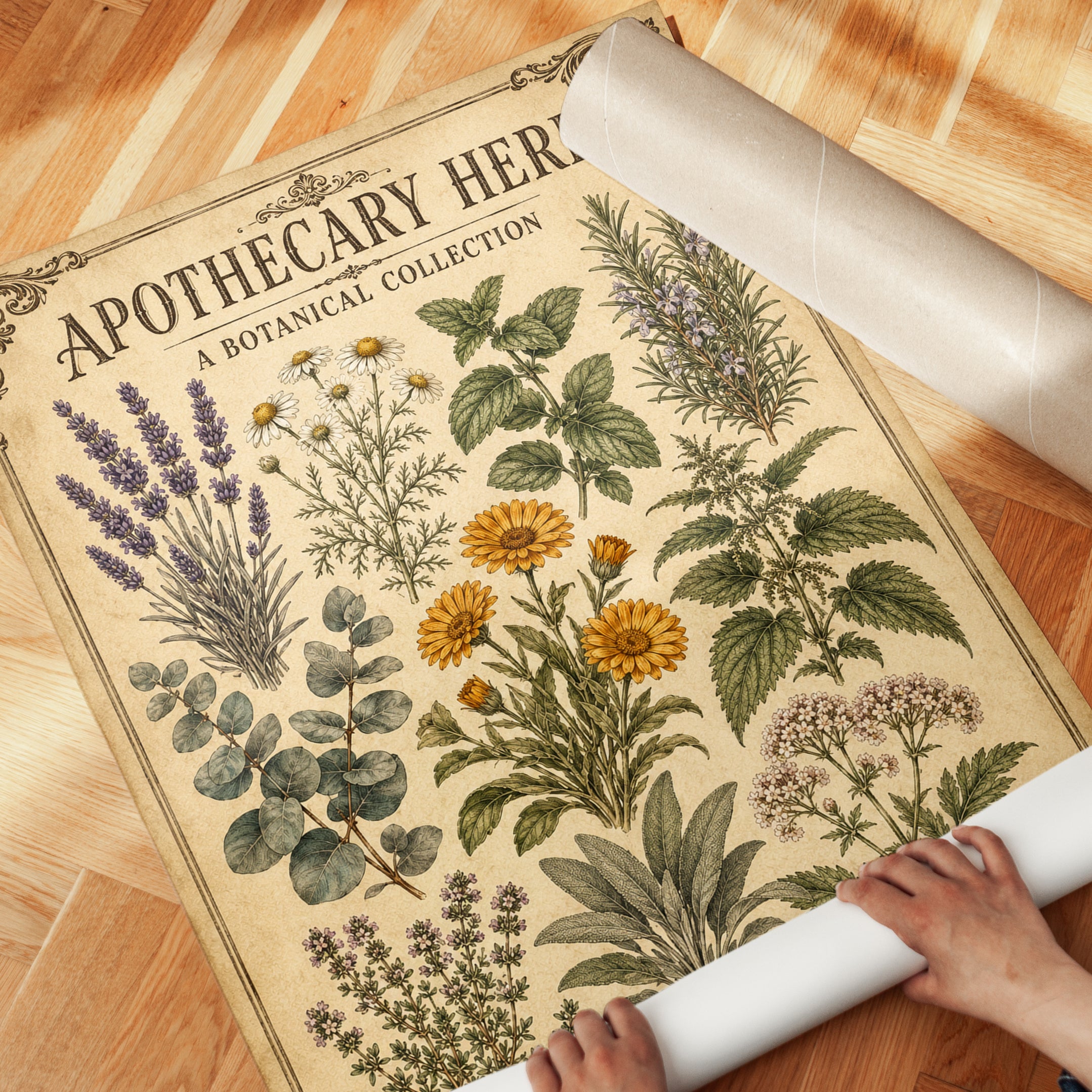 Vintage Apothecary Herbs Botanical Print - detail