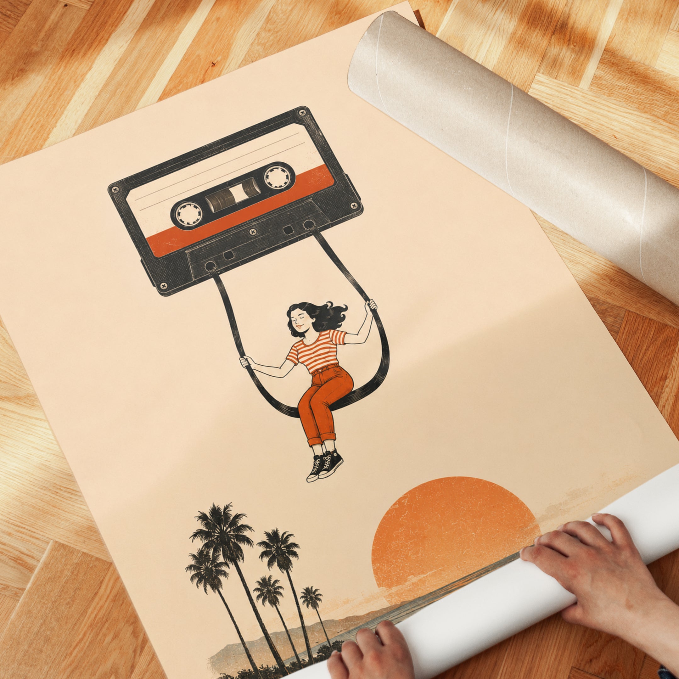 Nostalgic Cassette Tape Print - detail