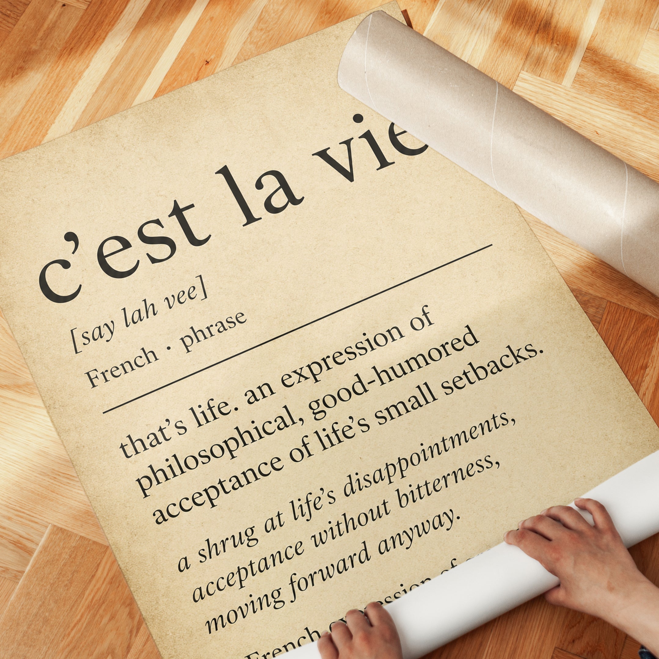 French Phrase Wall Art – C'est La Vie Print - detail