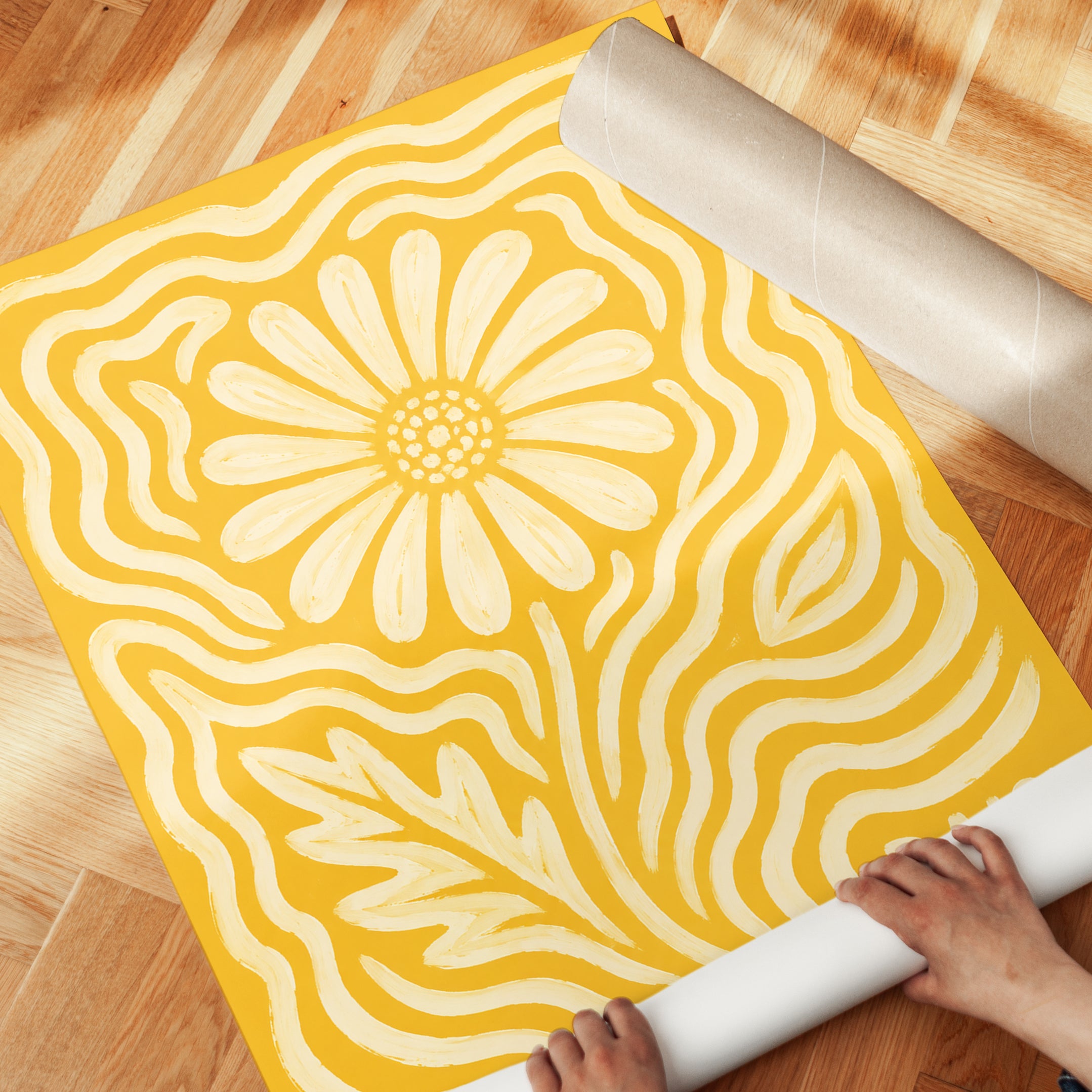 Retro Daisy Poster – Vintage Flower Wall Art - detail