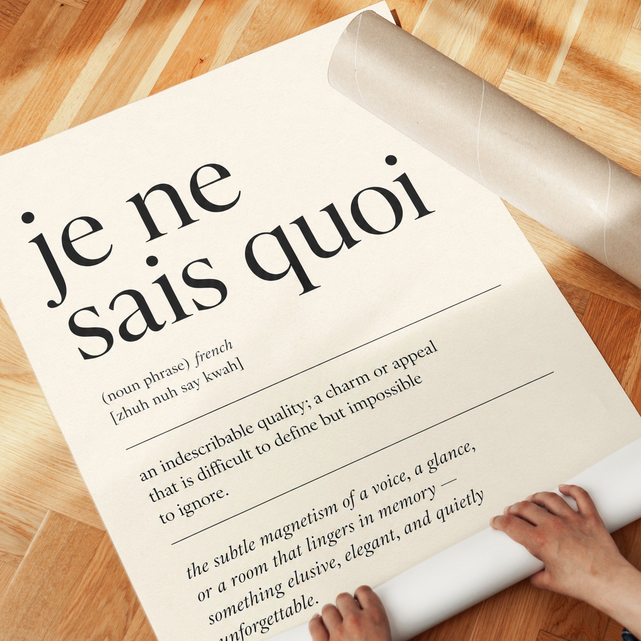 French Quote Print: Je Ne Sais Quoi Definition (Minimalist Wall Art) - detail