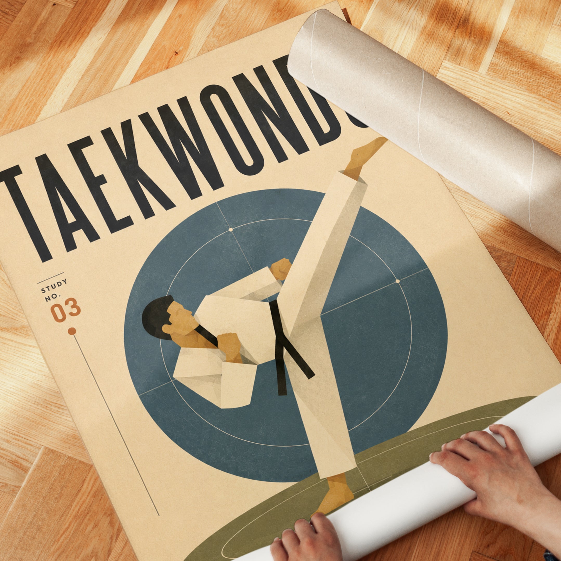 Taekwondo Vintage Poster Print — Retro Martial Arts Design - detail