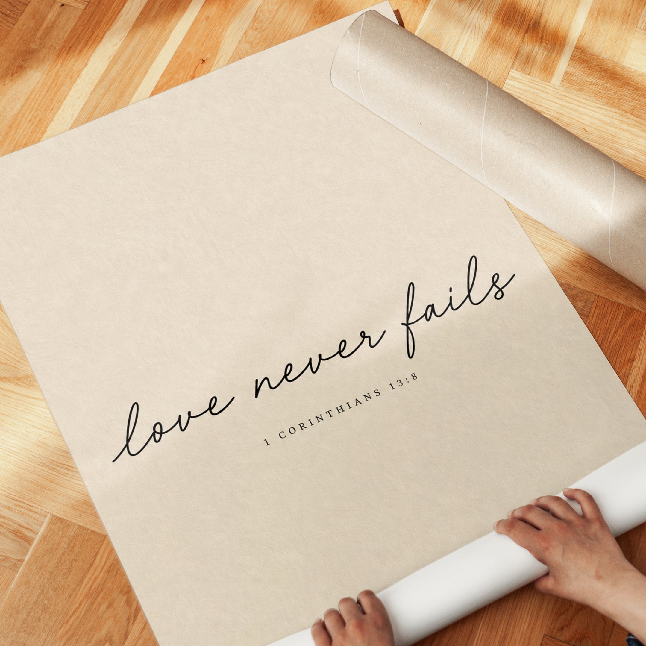 Love Never Fails Scripture Print - detail