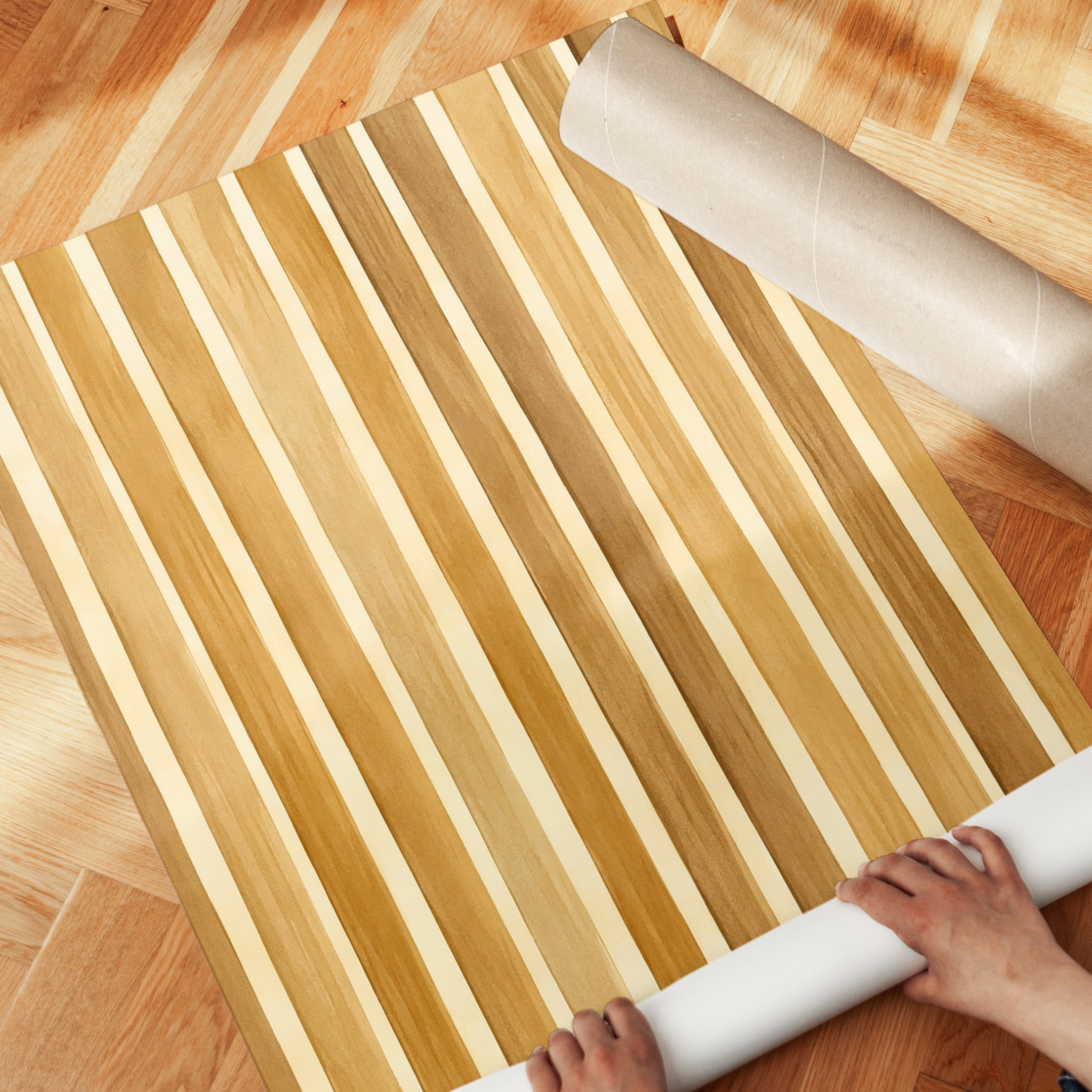 Warm Timber Stripes Wall Art: Natural Wood Grain Pattern - detail