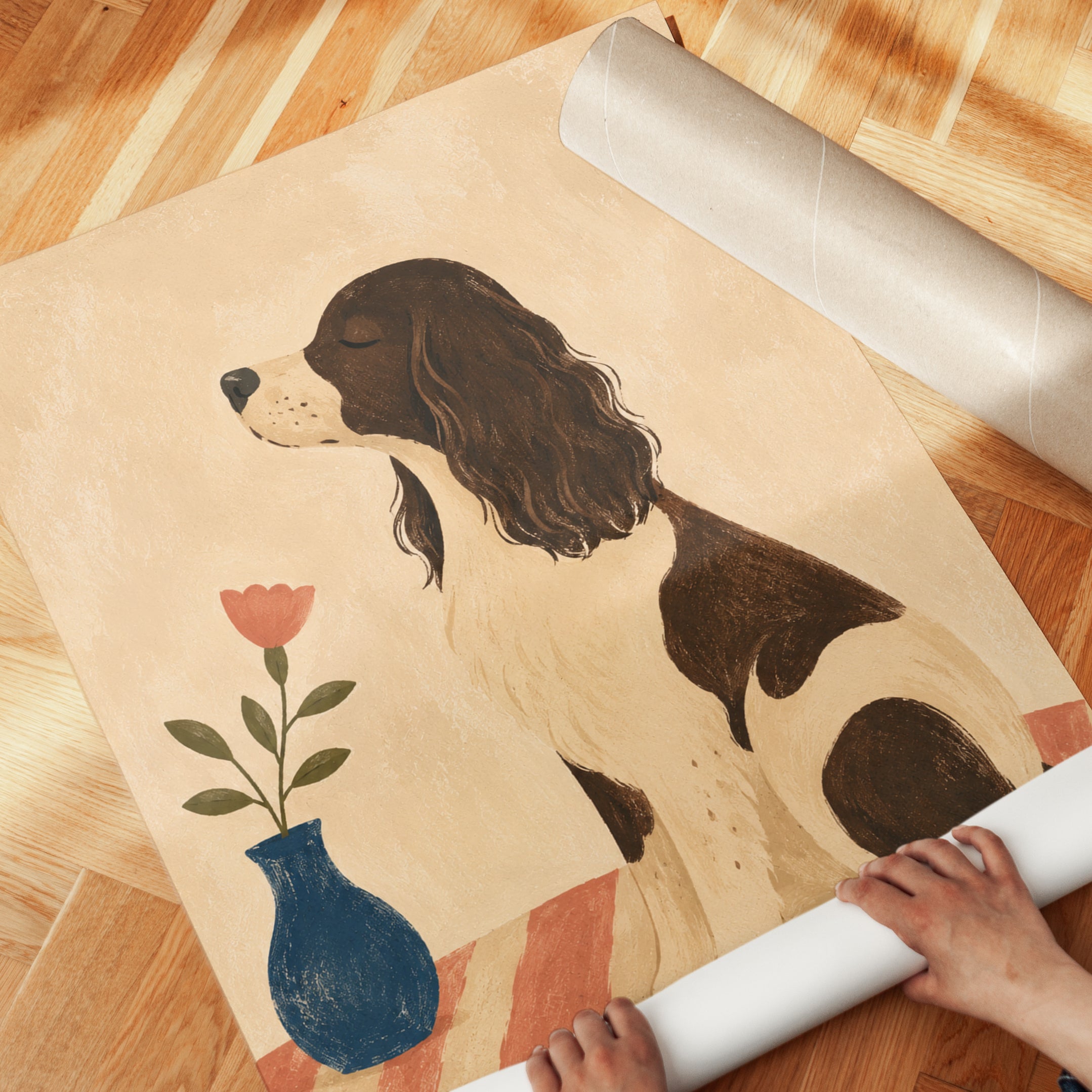 Springer Spaniel Wall Art – Dog Portrait Print - detail