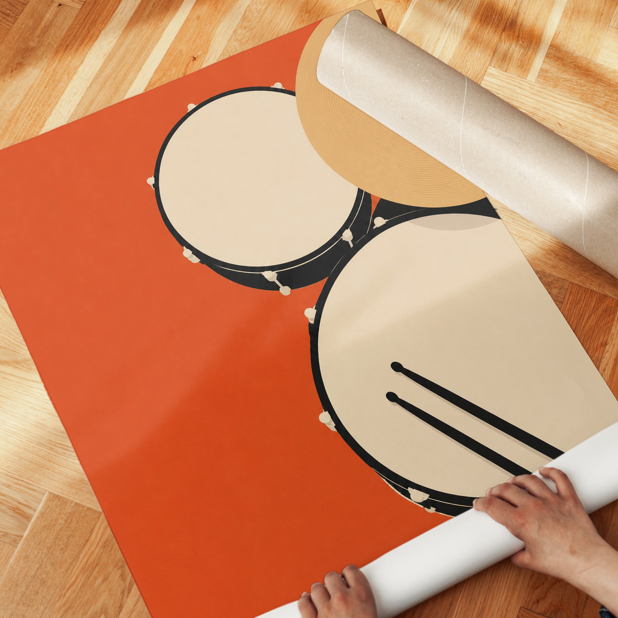 Drum Wall Art – Mid Century Music Print - detail