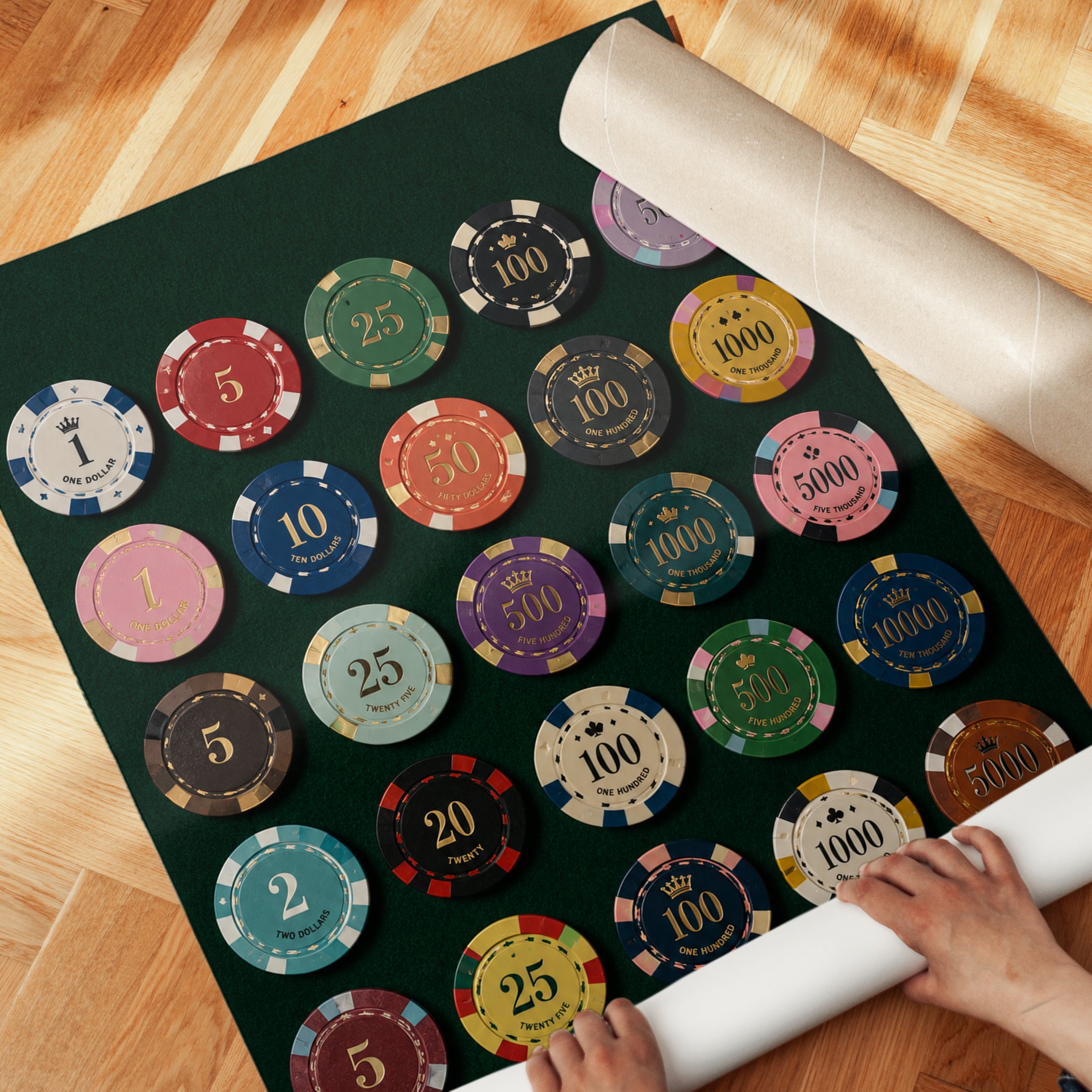 Poker Chips Wall Art – Casino Decor Print - detail