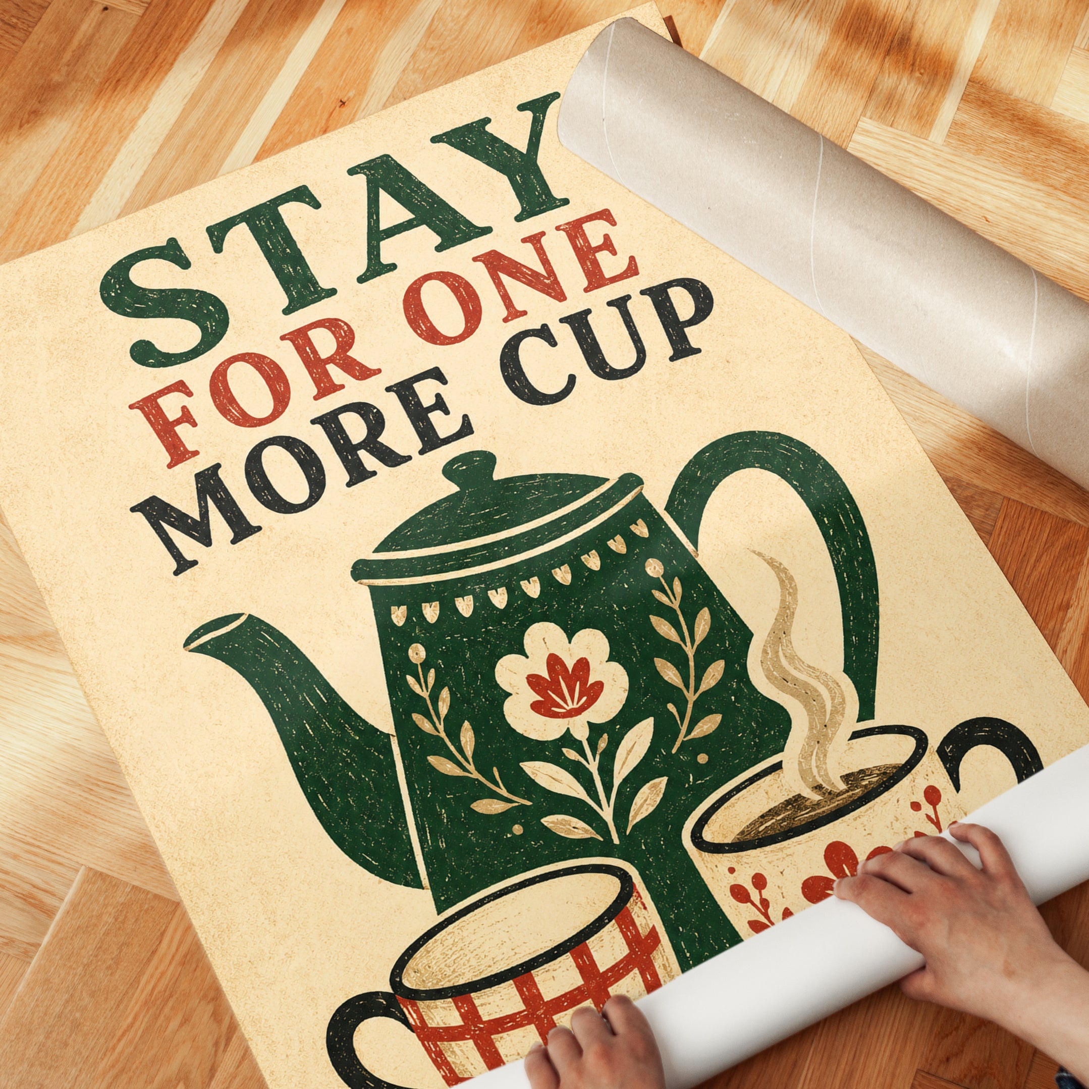 Tea Time Wall Art – Kitchen Coffee Print - detail