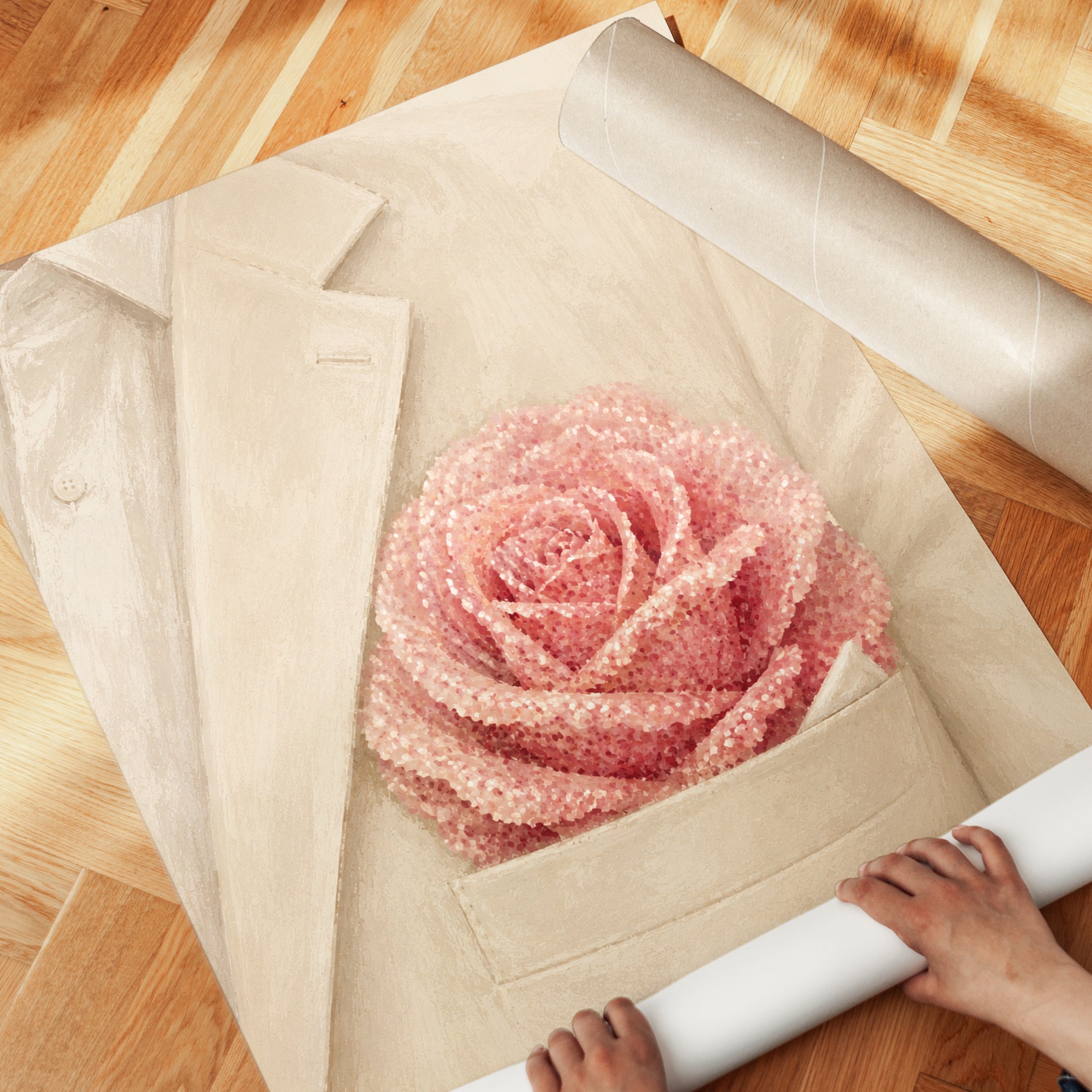 Pink Rose Wall Art – Romantic Floral Print - detail