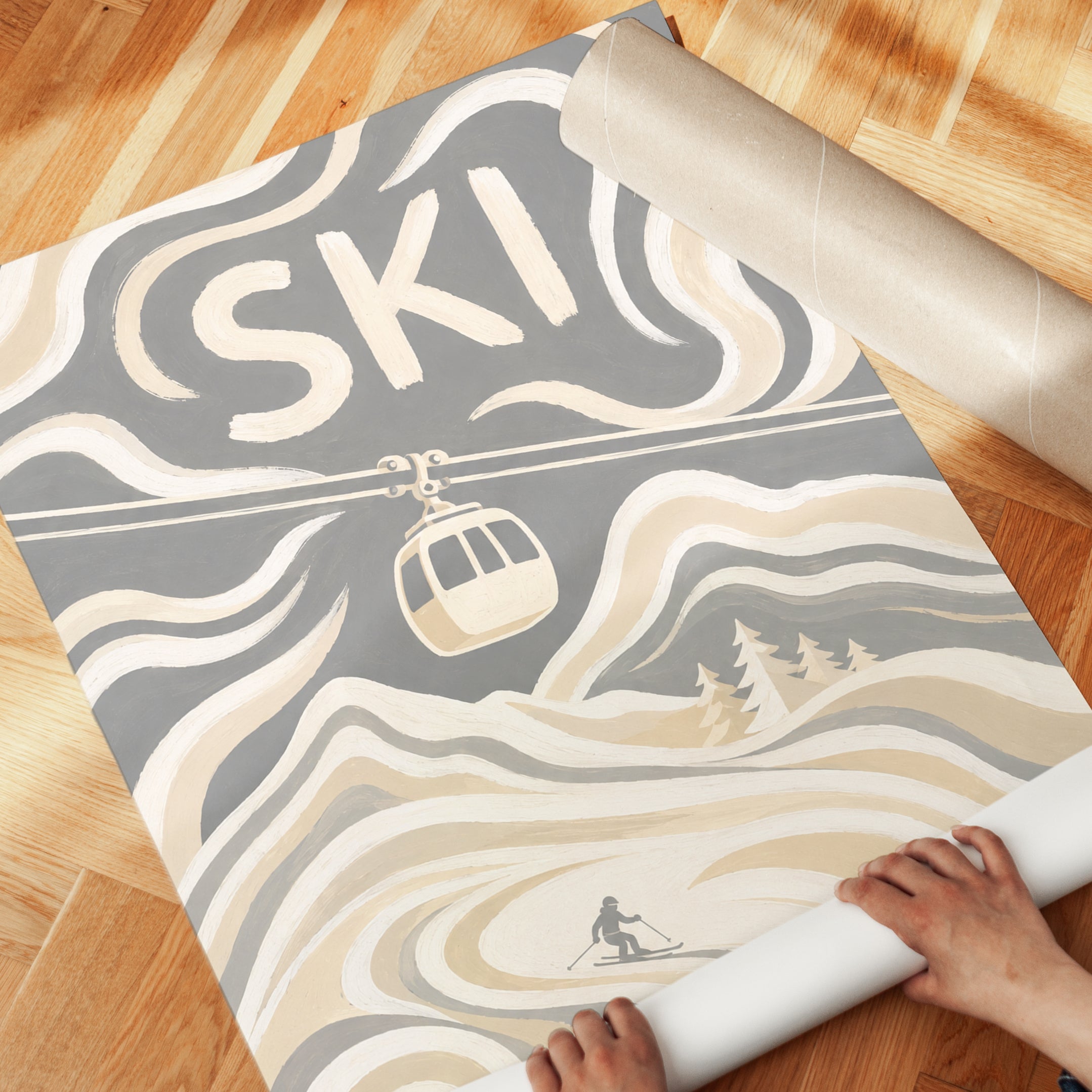 Ski Poster – Vintage Ski Lift Print - detail