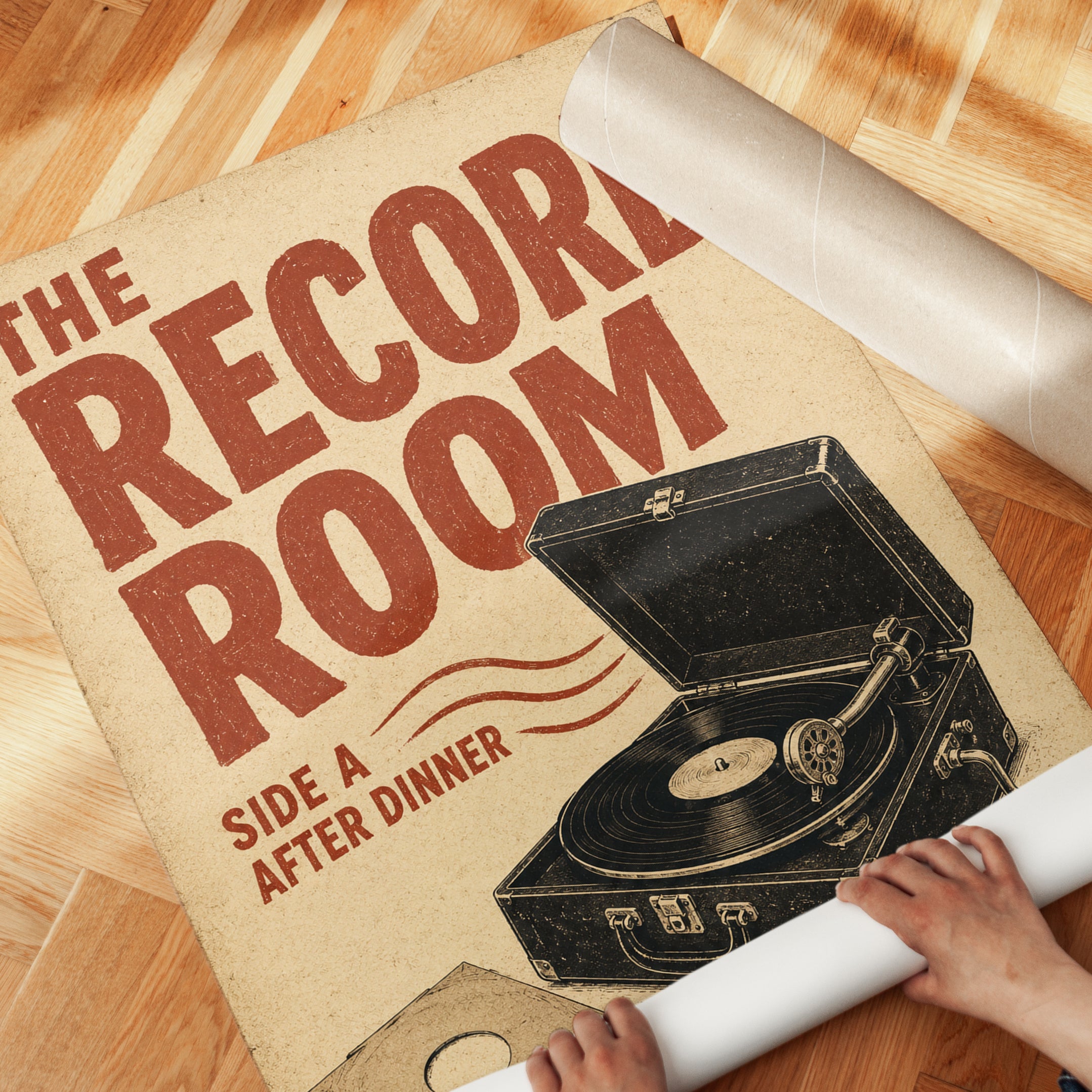 Record Room Wall Art – Vintage Vinyl Print - detail