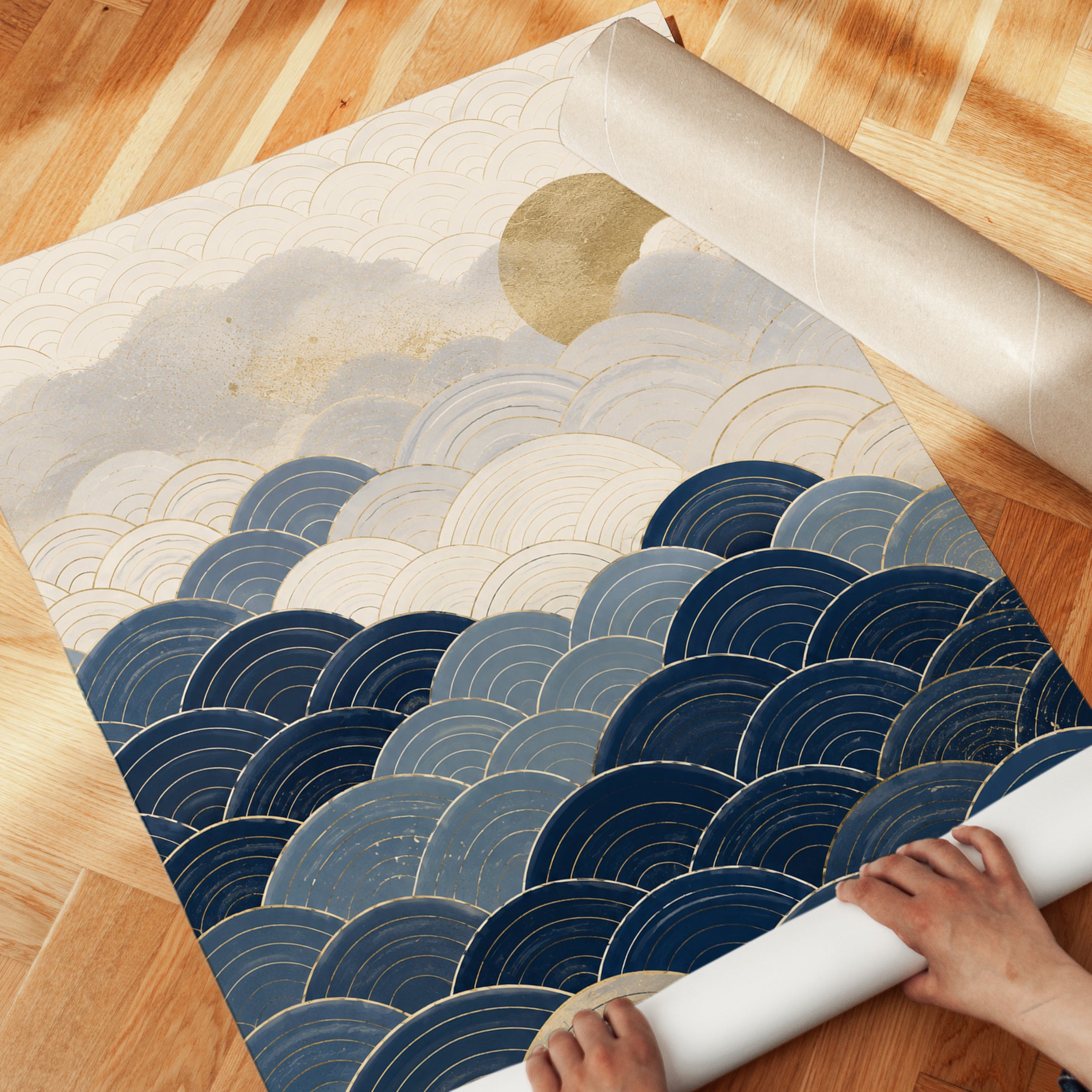 Japanese Seigaiha Wave Art Print - detail