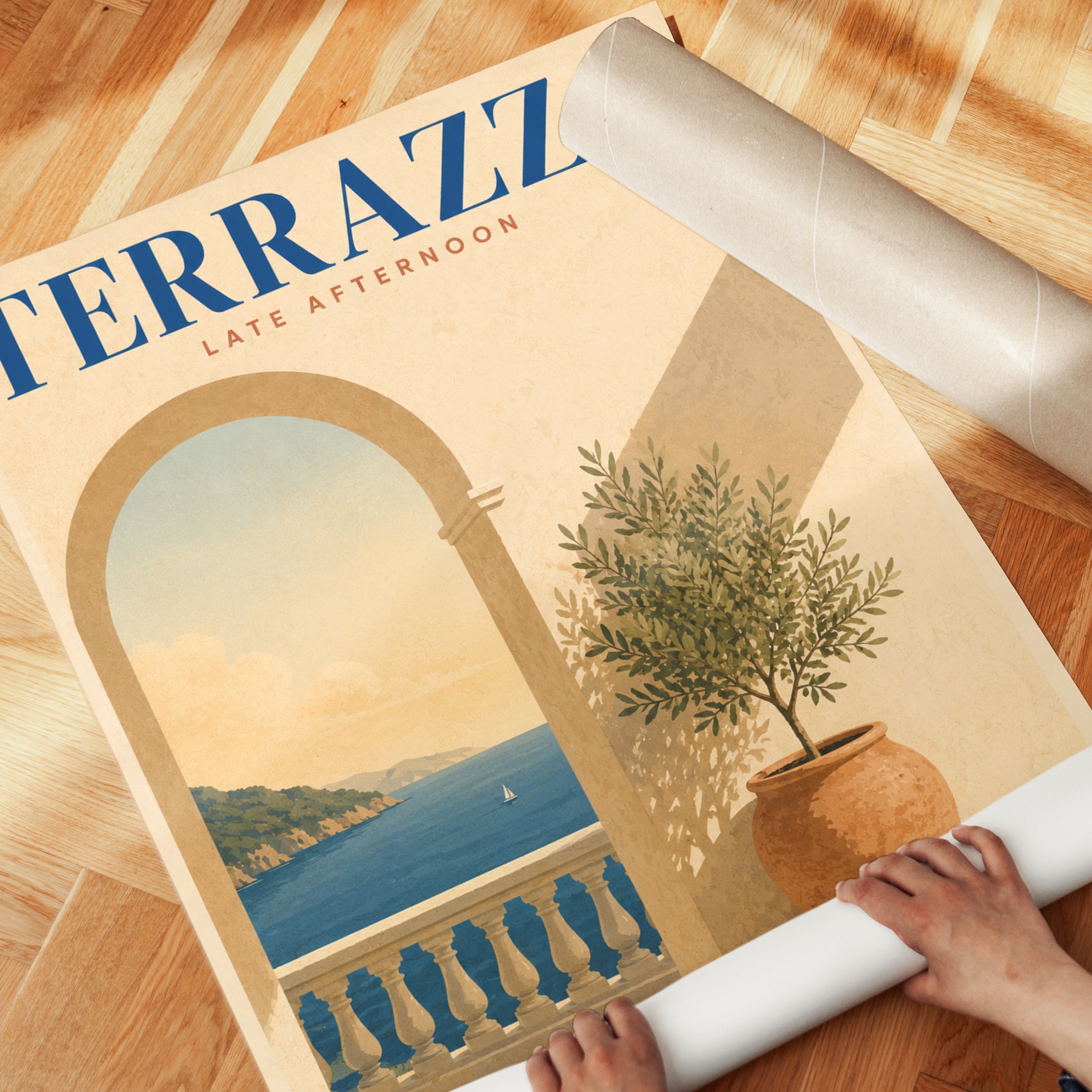 Mediterranean Travel Poster – Terrazza Wall Art - detail