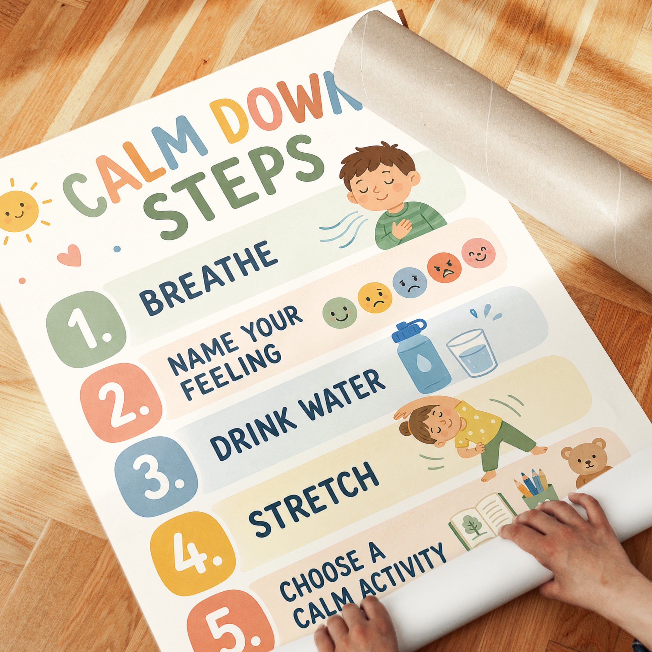 Calm Down Steps Poster – Kids Room Wall Art - detail
