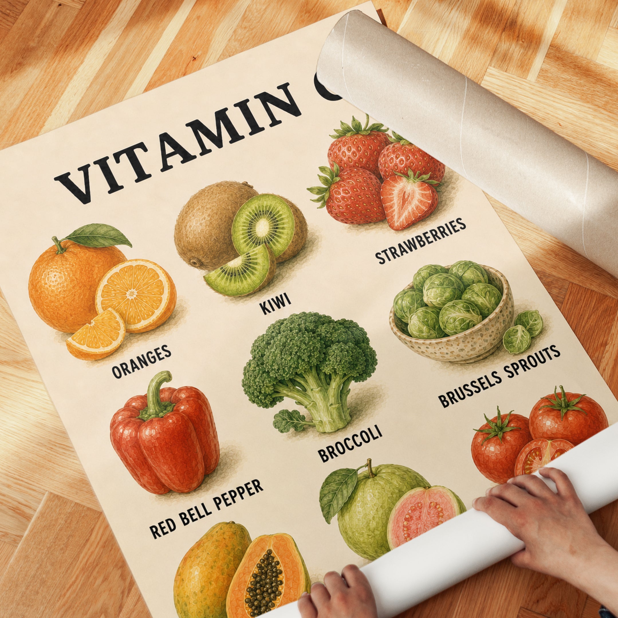 Vitamin C Rich Foods – Kitchen Wall Art - detail