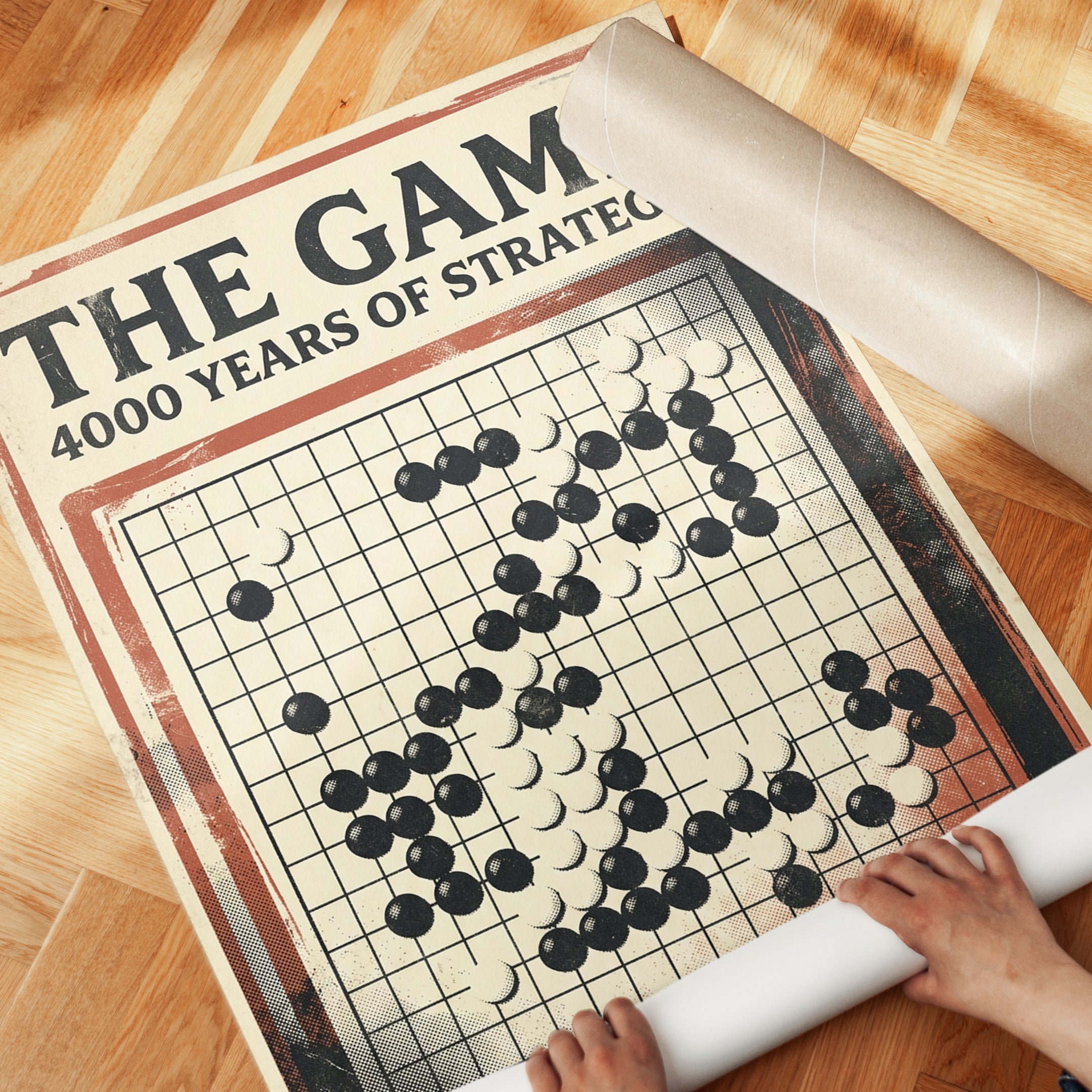 The Game 4000 Years of Strategy: Vintage Go Board Poster - detail