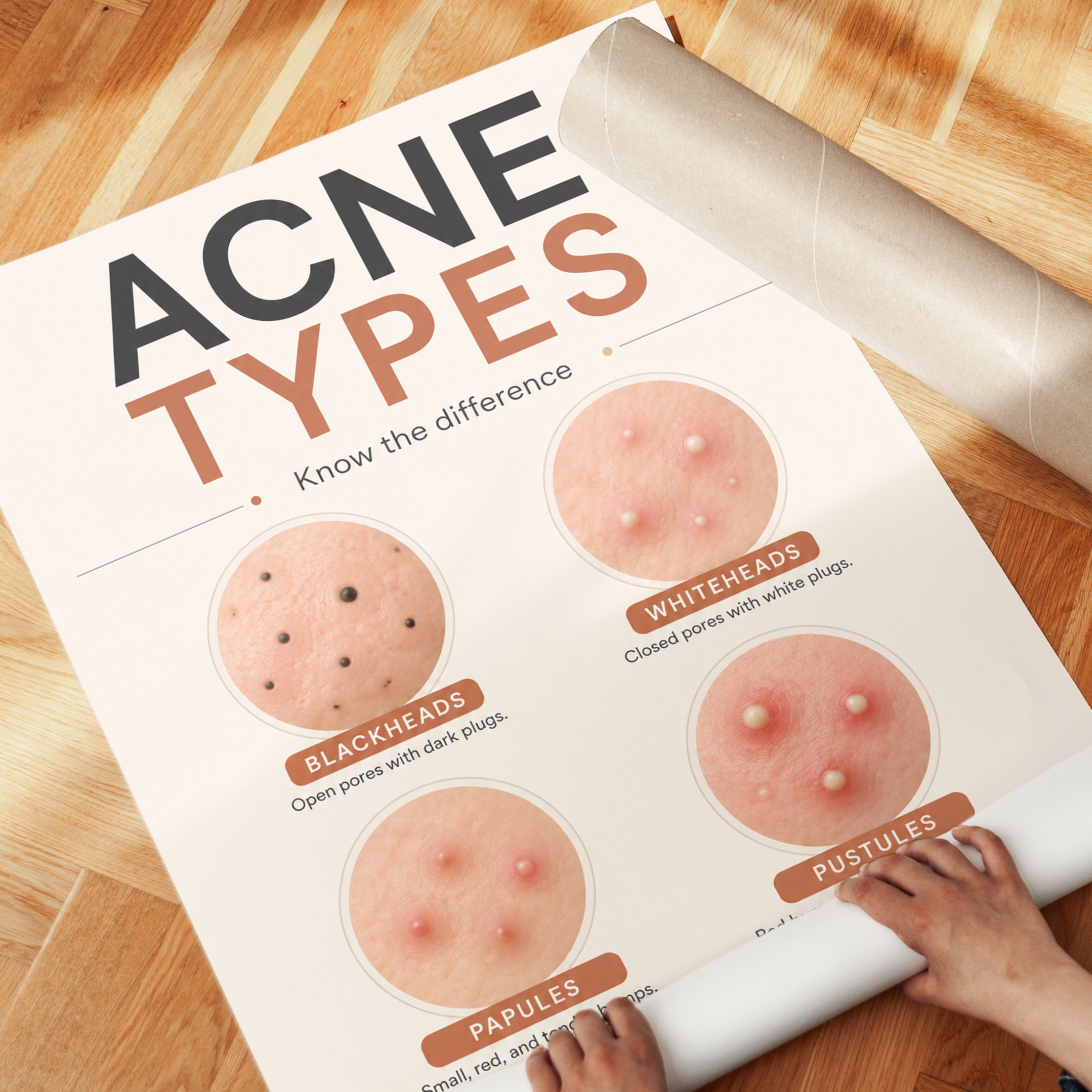 Skincare Poster – Acne Types Educational Print - detail