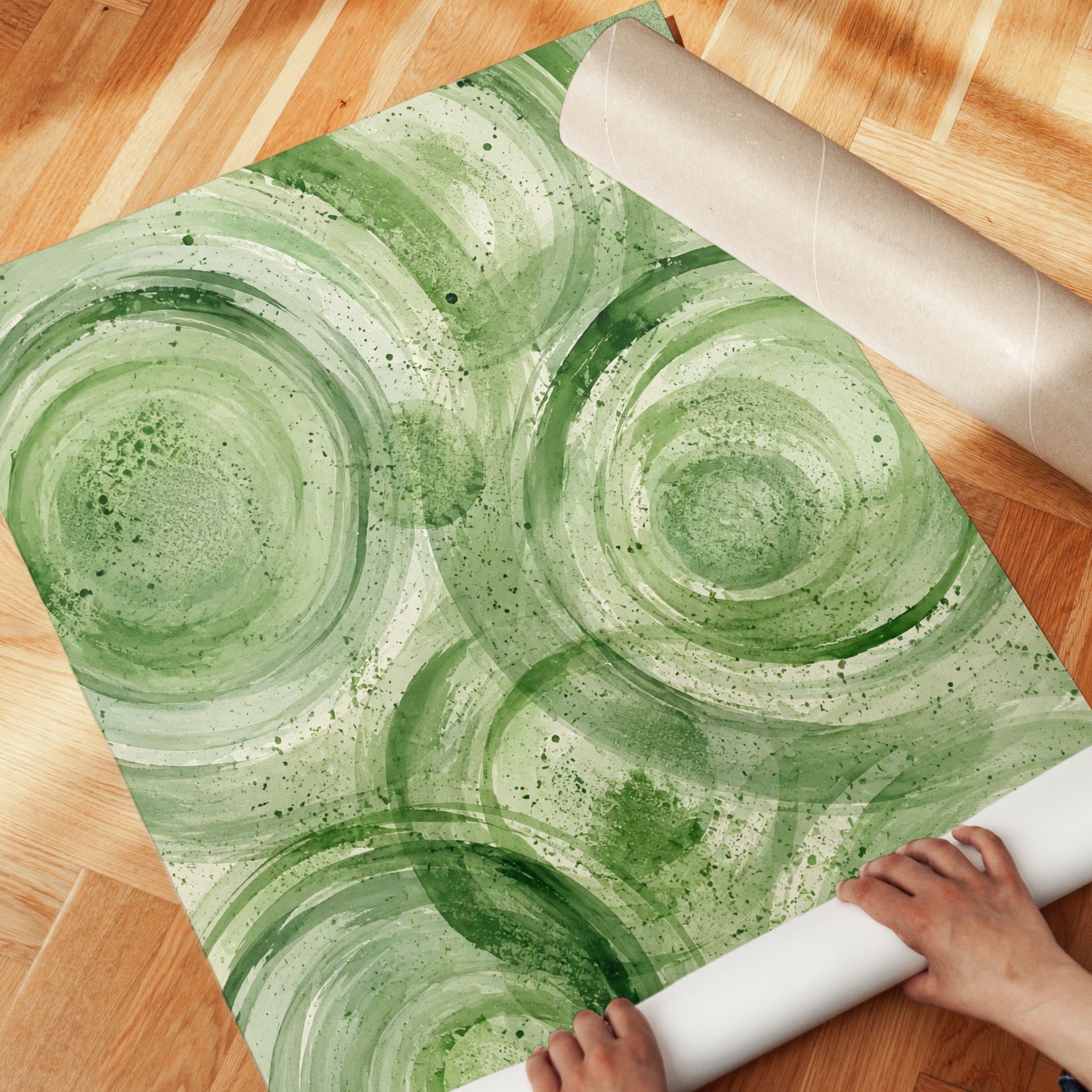 Green Abstract Wall Art – Organic Circle Print - detail