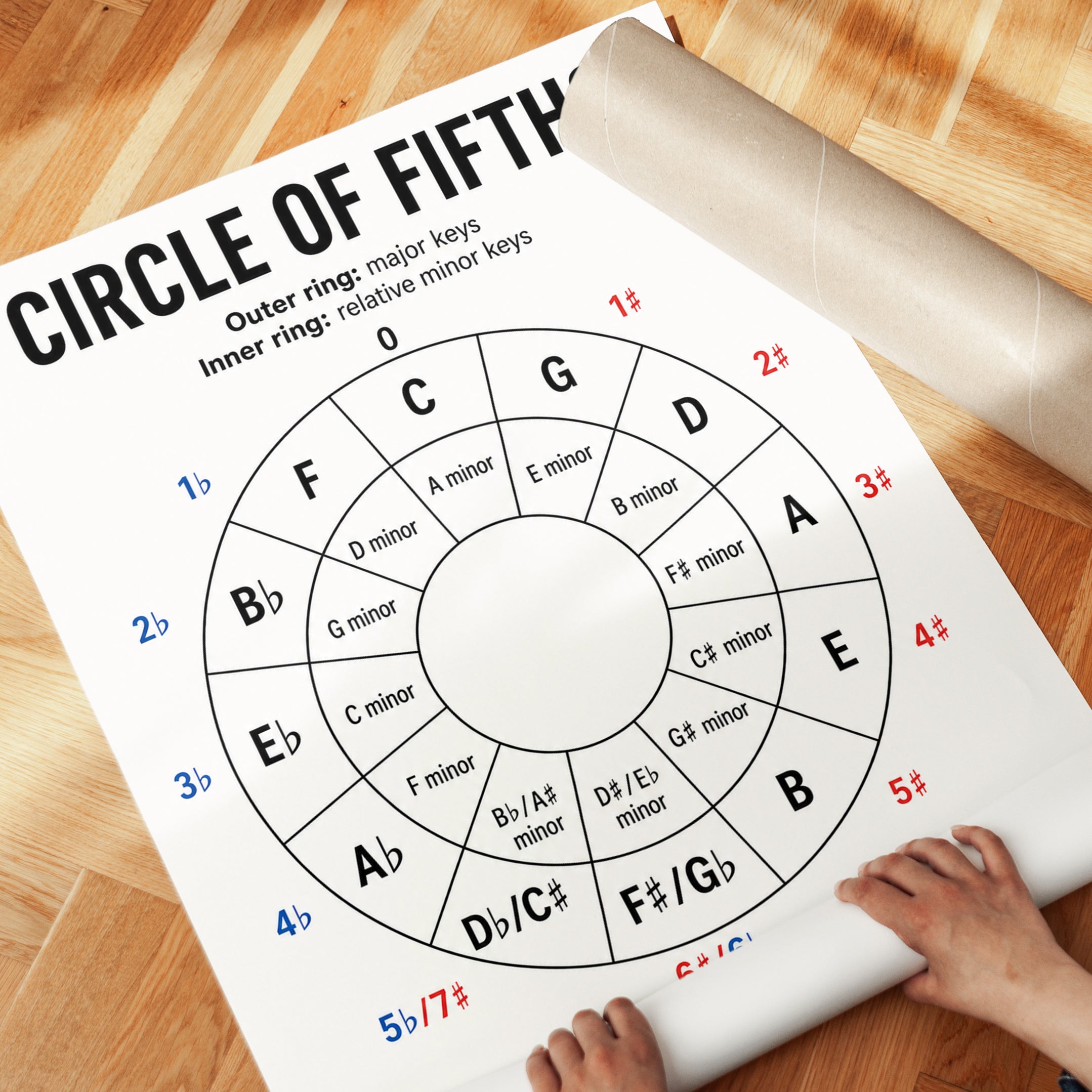 Circle of Fifths Poster – Music Theory Wall Art - detail