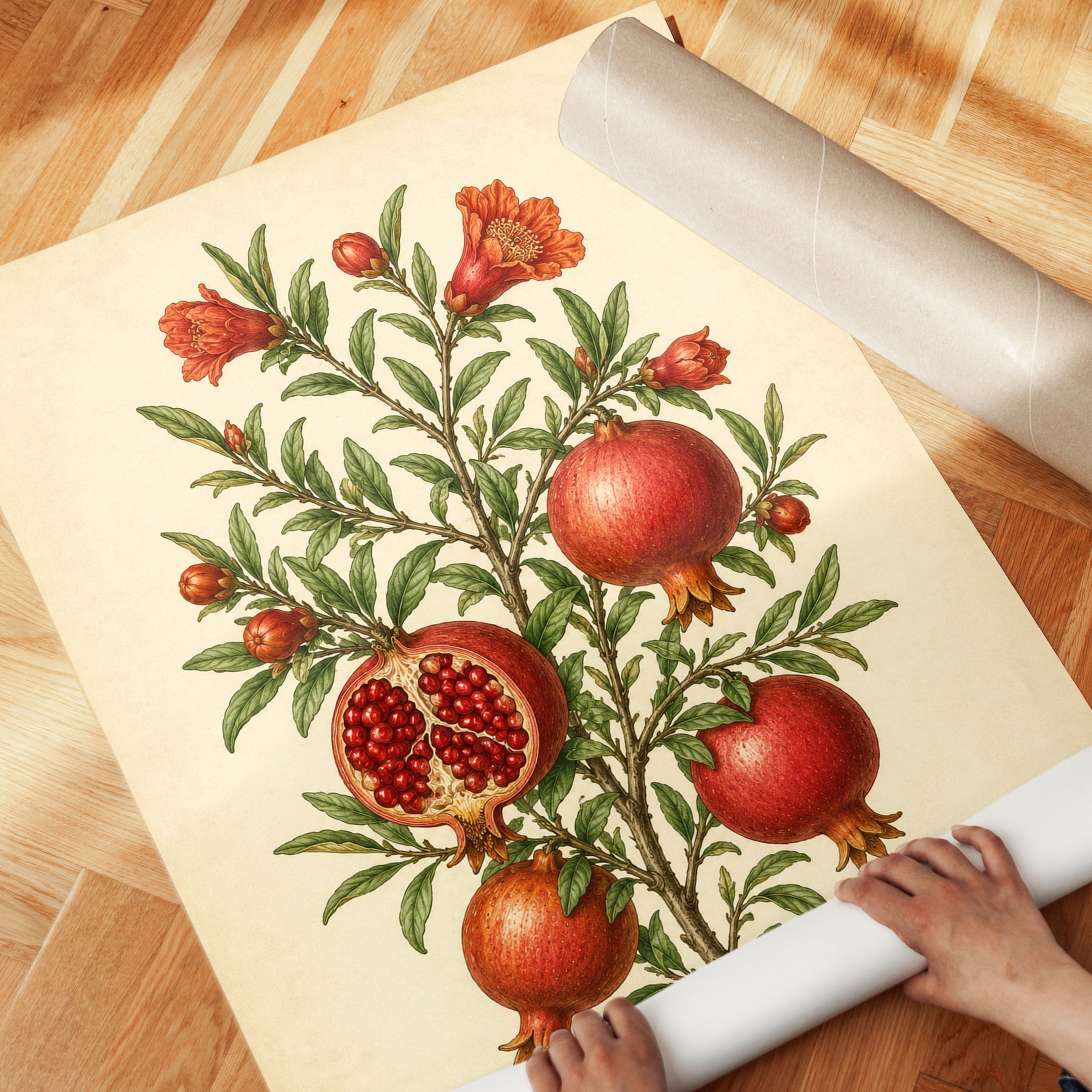 Pomegranate Botanical Print: Vintage Scientific Illustration - detail