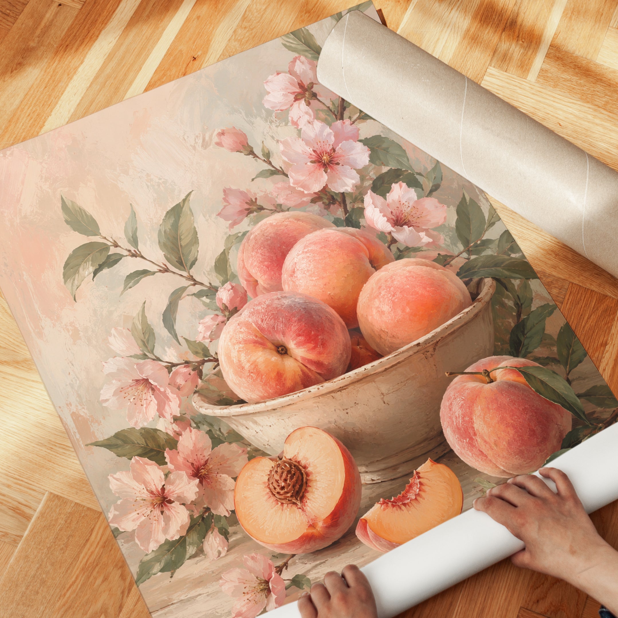 Peach Wall Art – Fruit Kitchen Print - detail