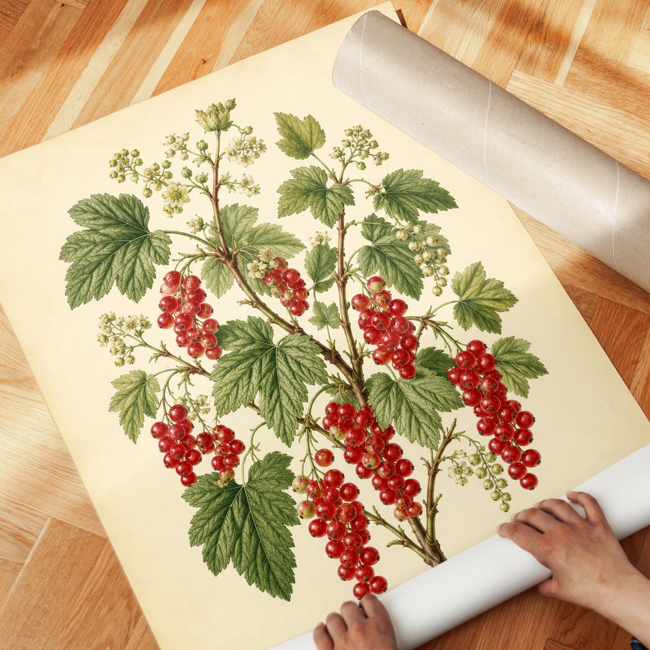 Red Currant Botanical Print — Vintage Fruit Illustration - detail