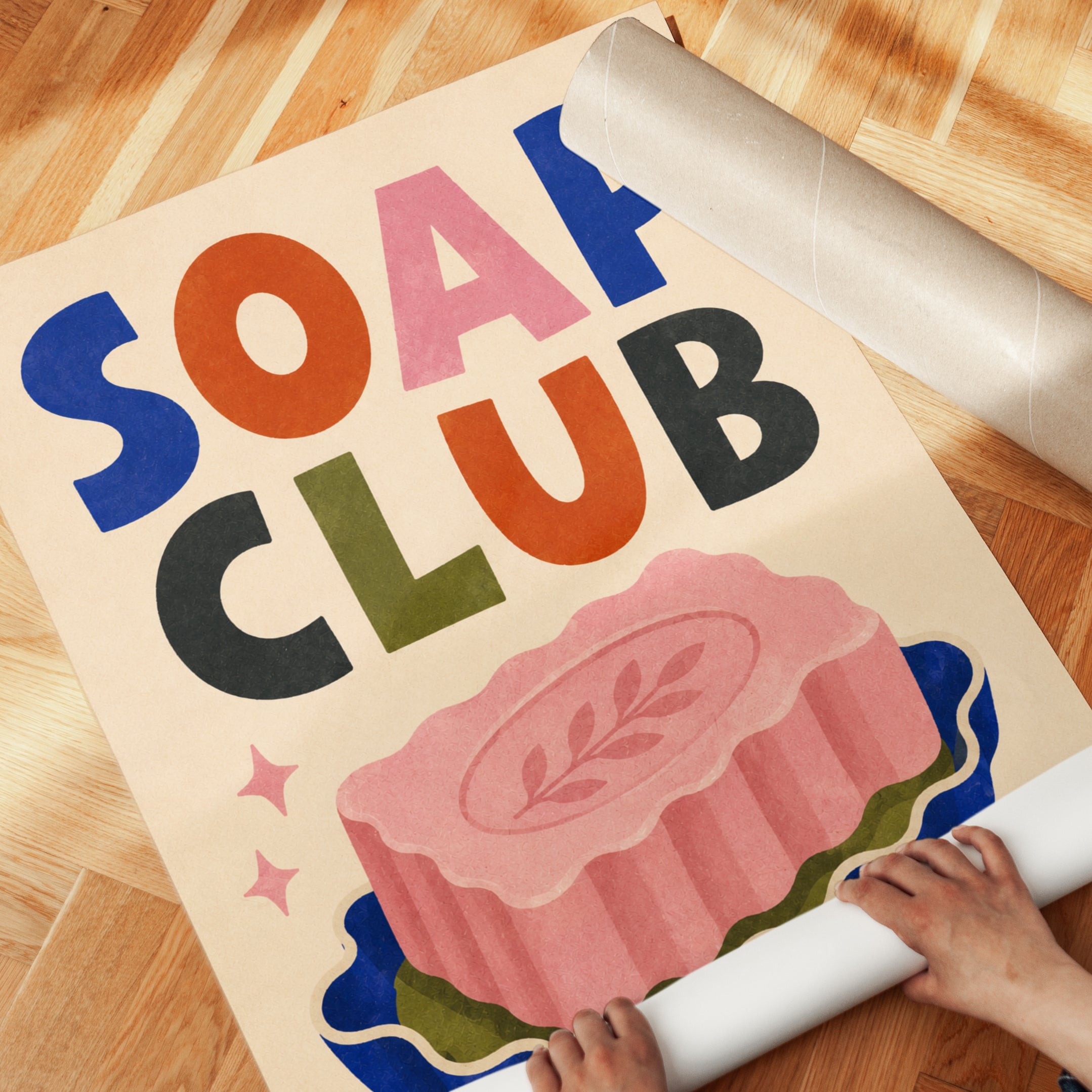 Soap Club Wall Art – Retro Bathroom Print - detail