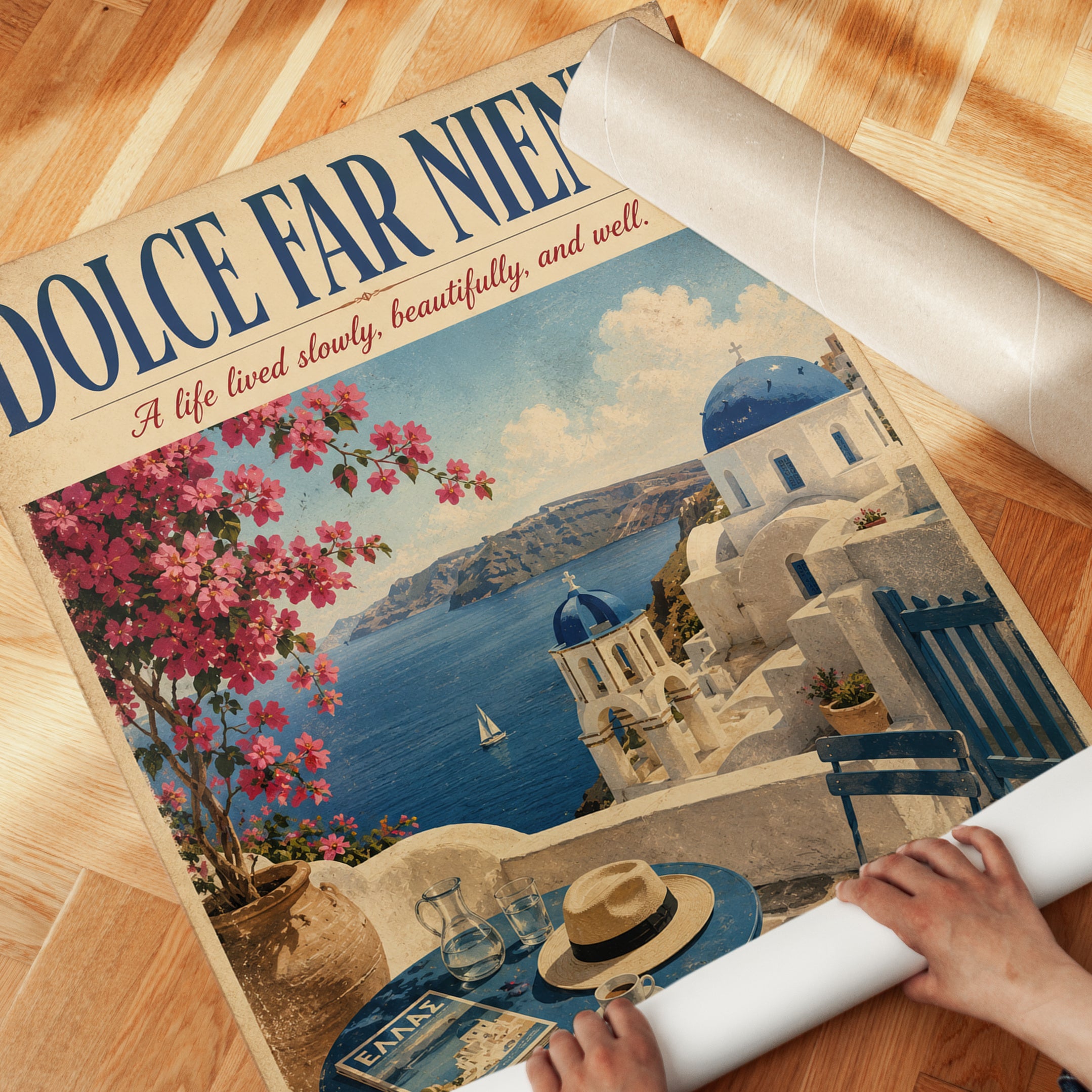 Dolce Far Niente Print – Italian Quote Wall Art - detail