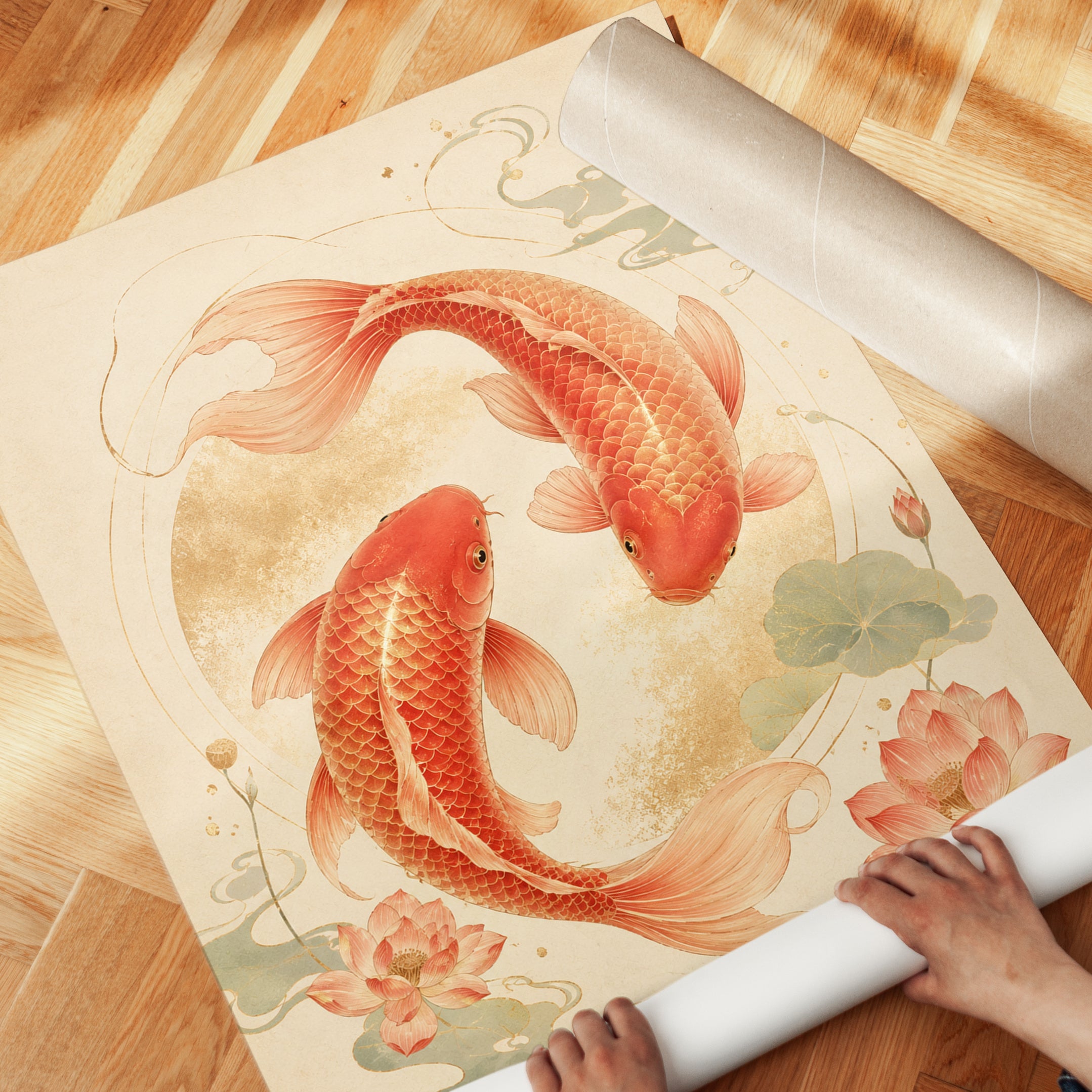 Koi Fish Wall Art – Japanese Art Print - detail