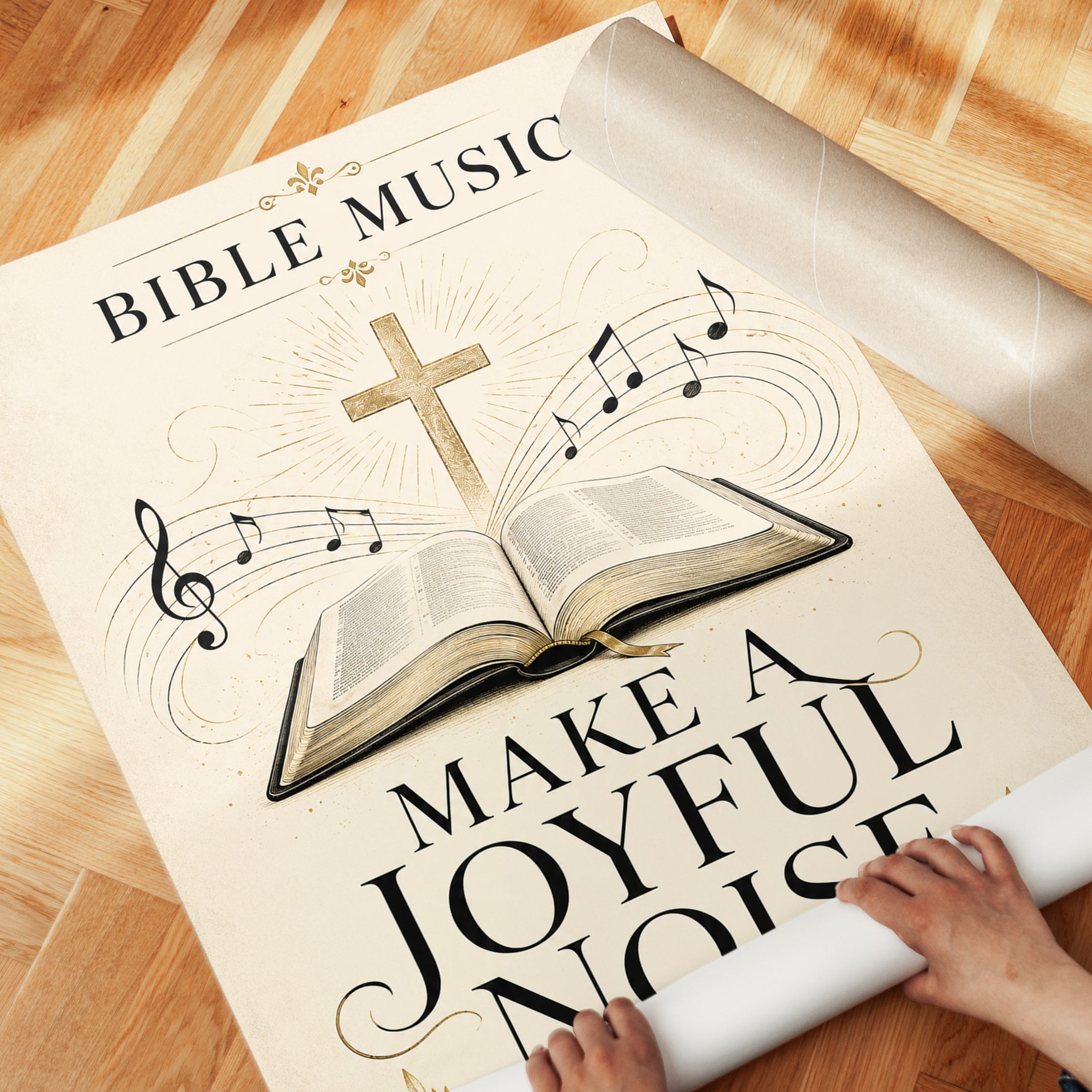 Bible Verse Wall Art – Psalm 100:1 Print - detail