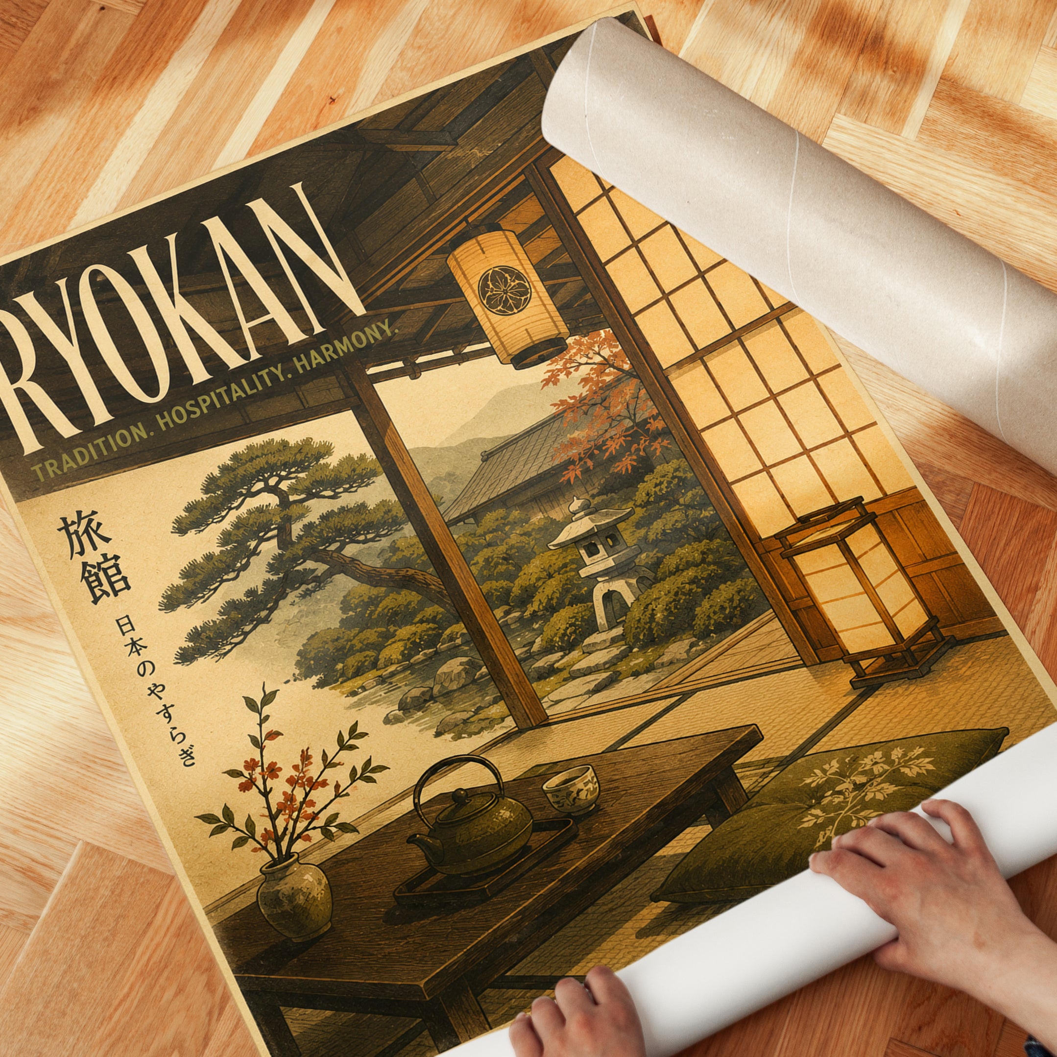 Japan Travel Poster – Ryokan Wall Art - detail