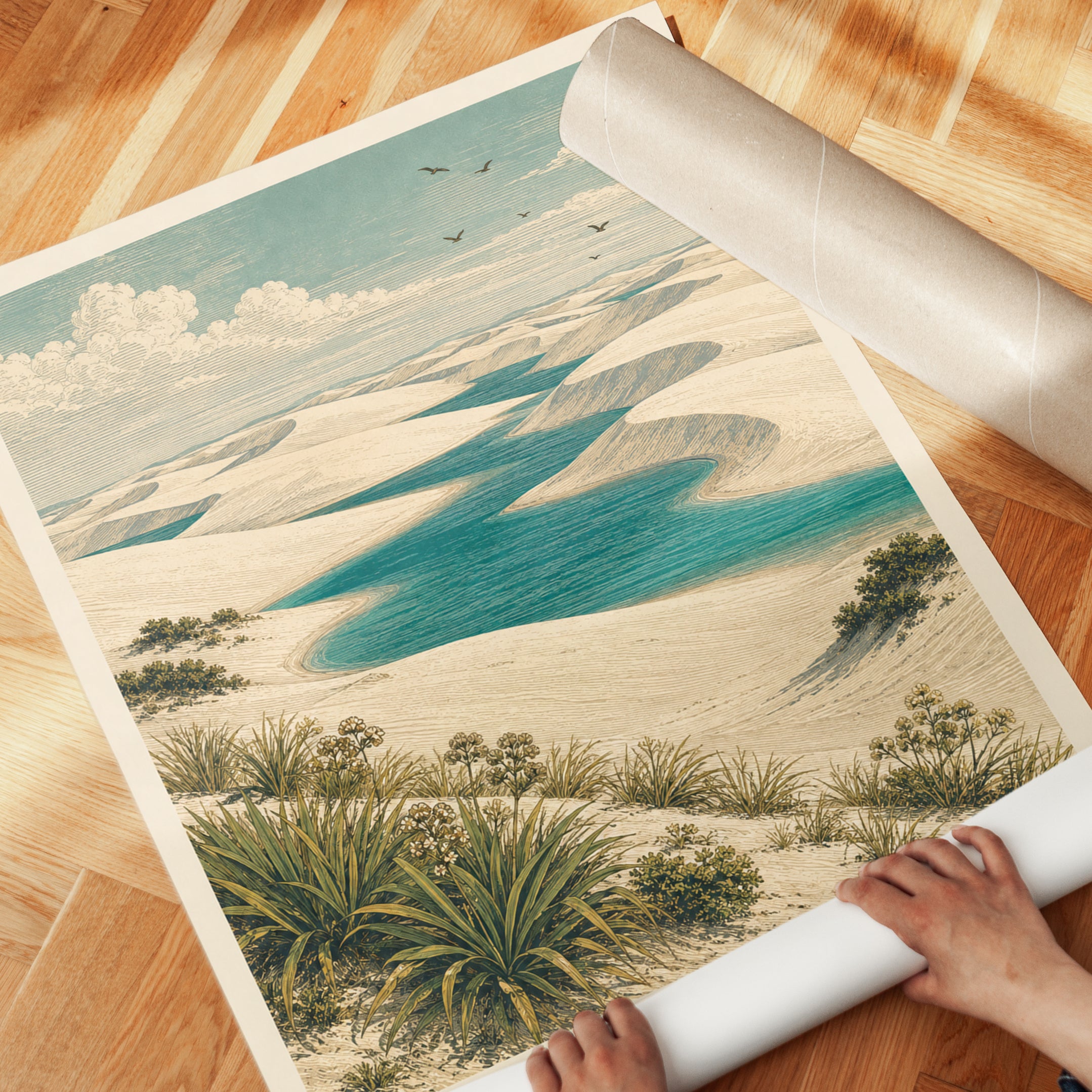 Brazil Travel Poster – Lencois Maranhenses Print - detail