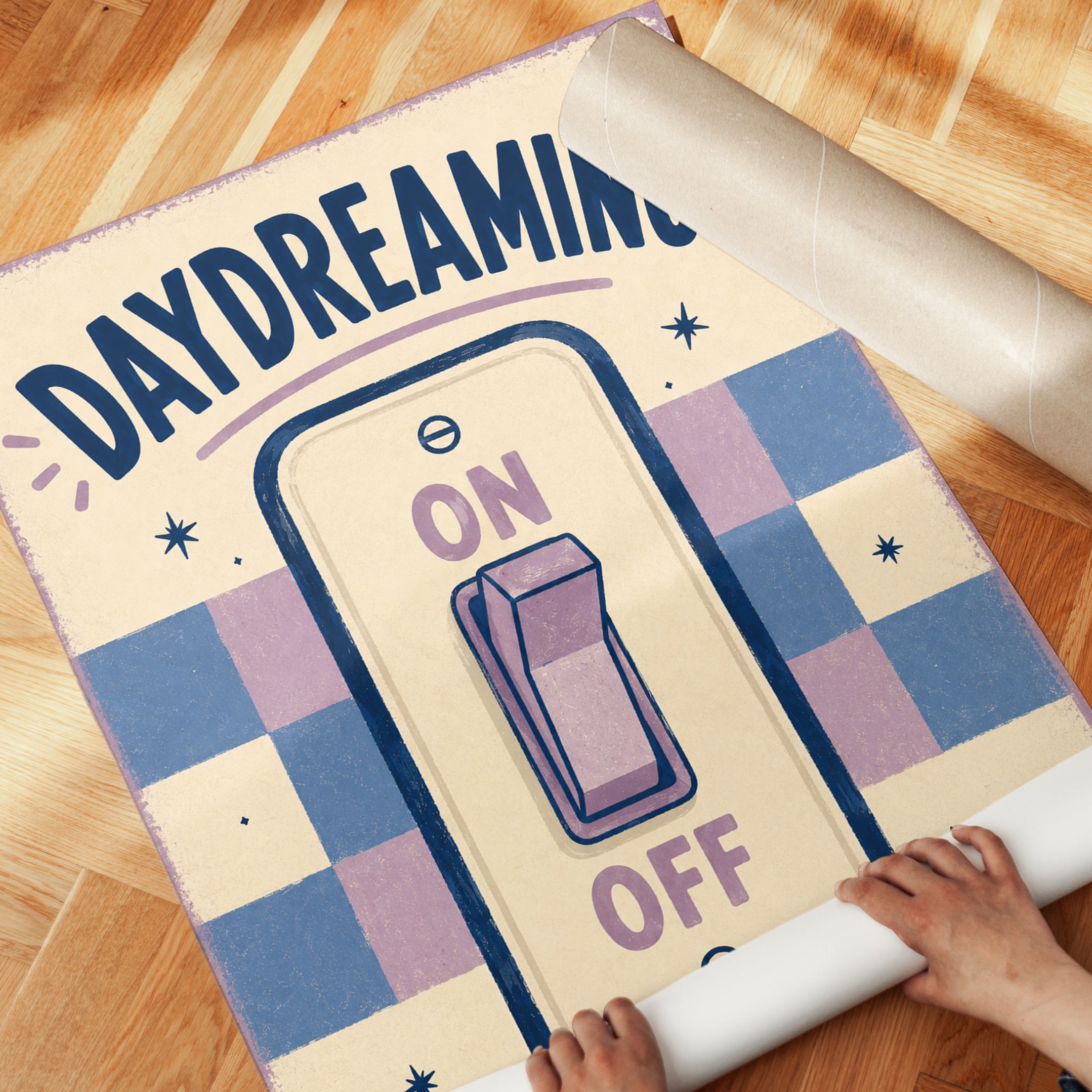 Retro Typography Print – Daydreaming Wall Art - detail