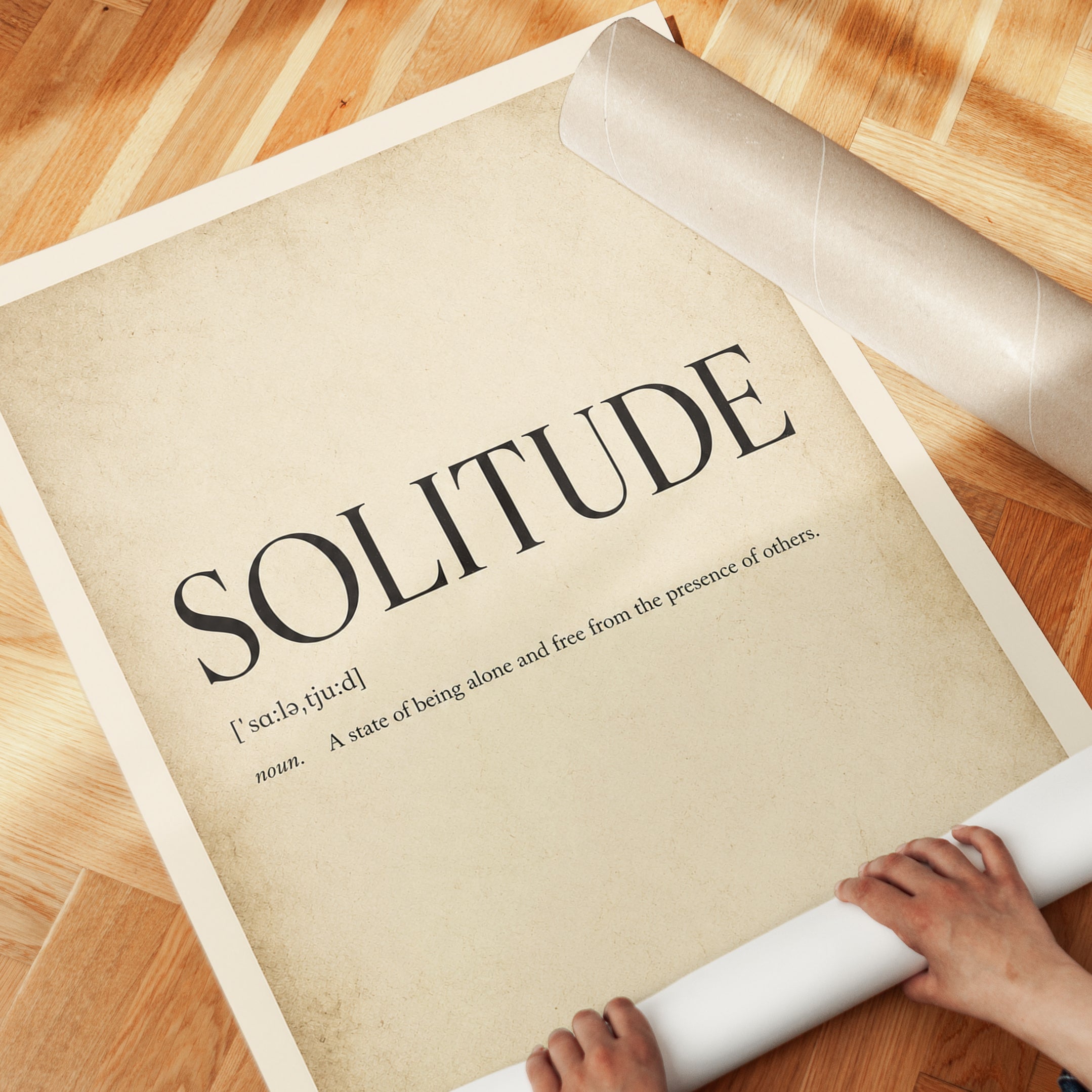 Solitude Definition Print – Dictionary Wall Art - detail
