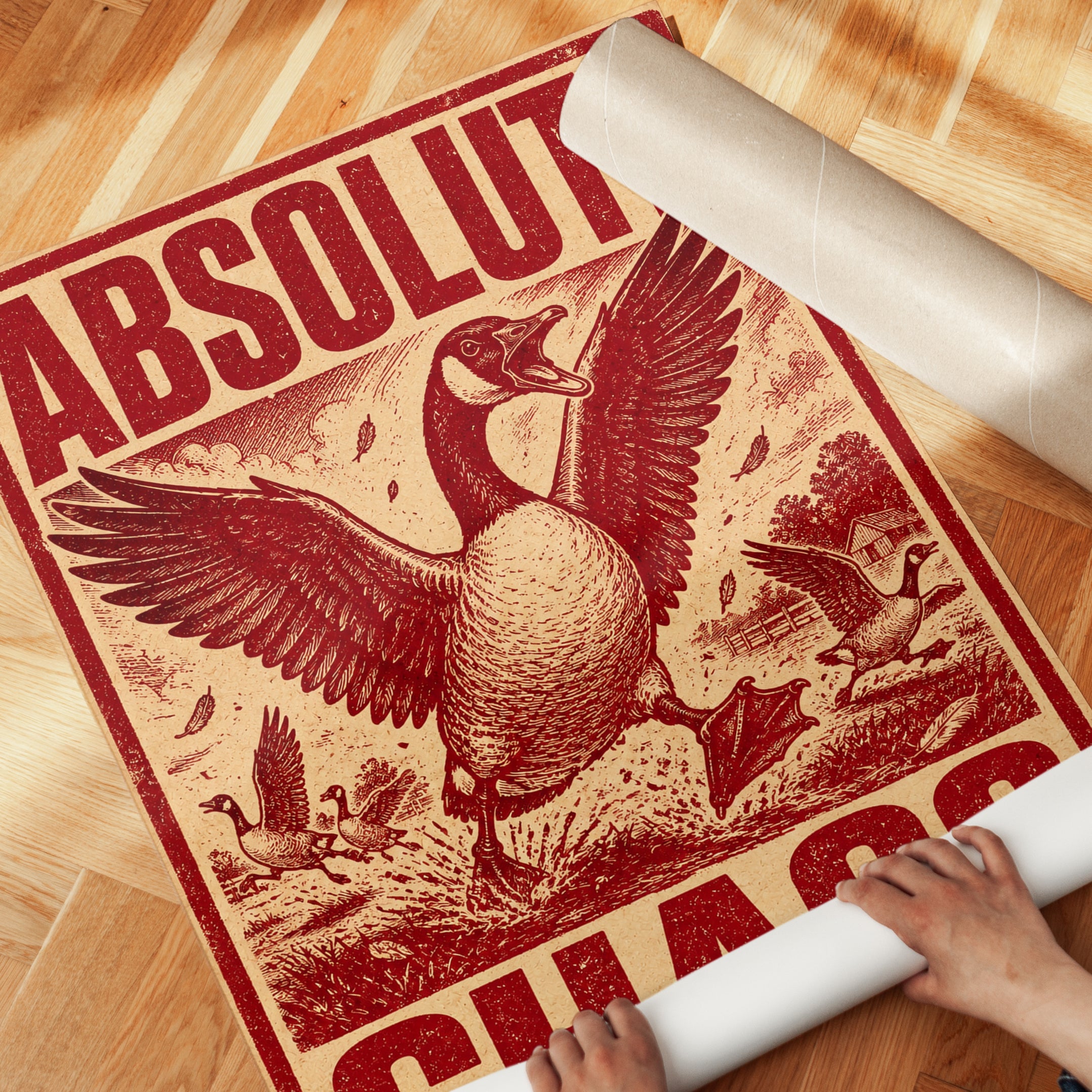 Retro Goose Propaganda Print - detail