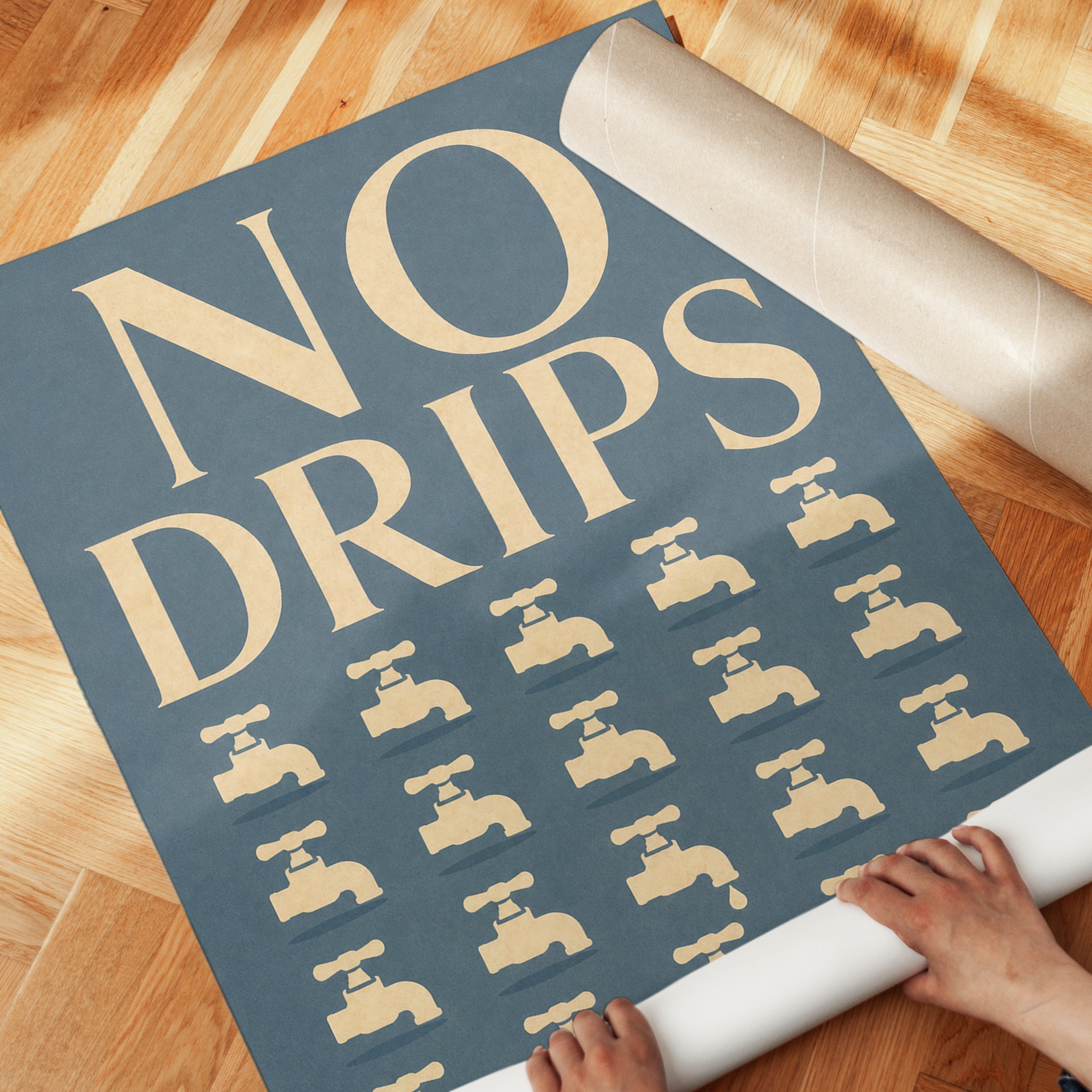 Vintage Bathroom Print – No Drips Faucets - detail