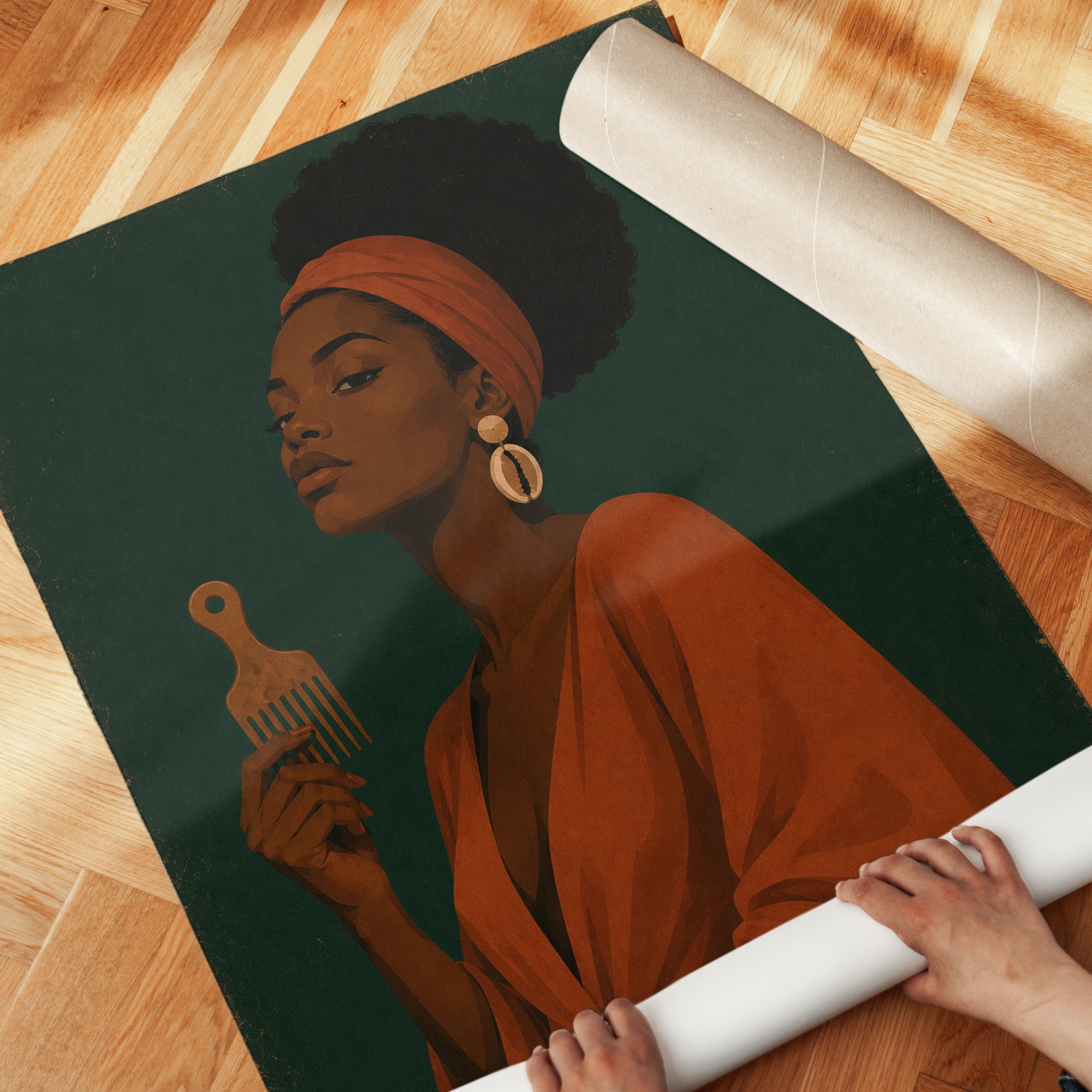 Black Woman Portrait – African Woman Wall Art - detail
