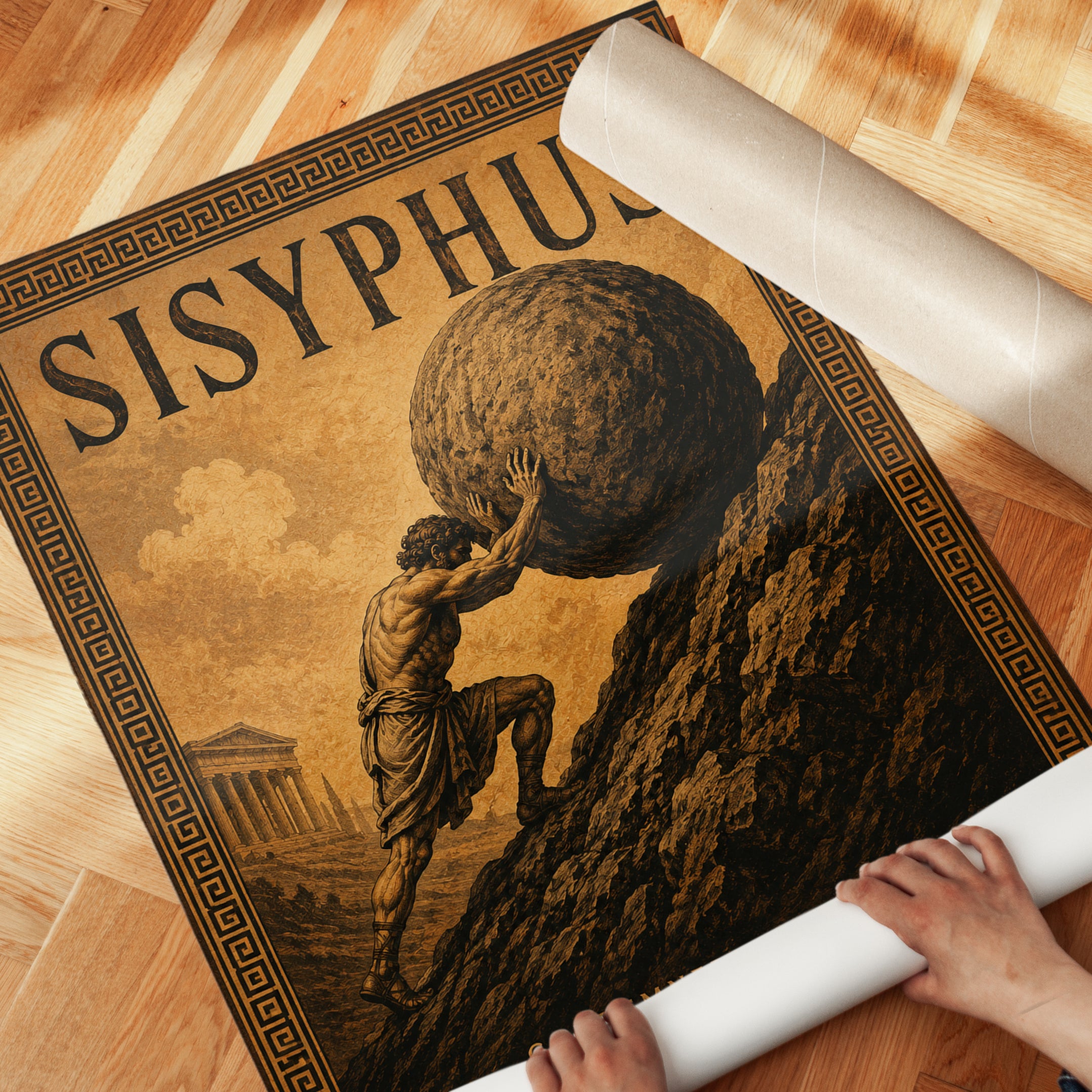 Greek Mythology Poster – Sisyphus Wall Art - detail