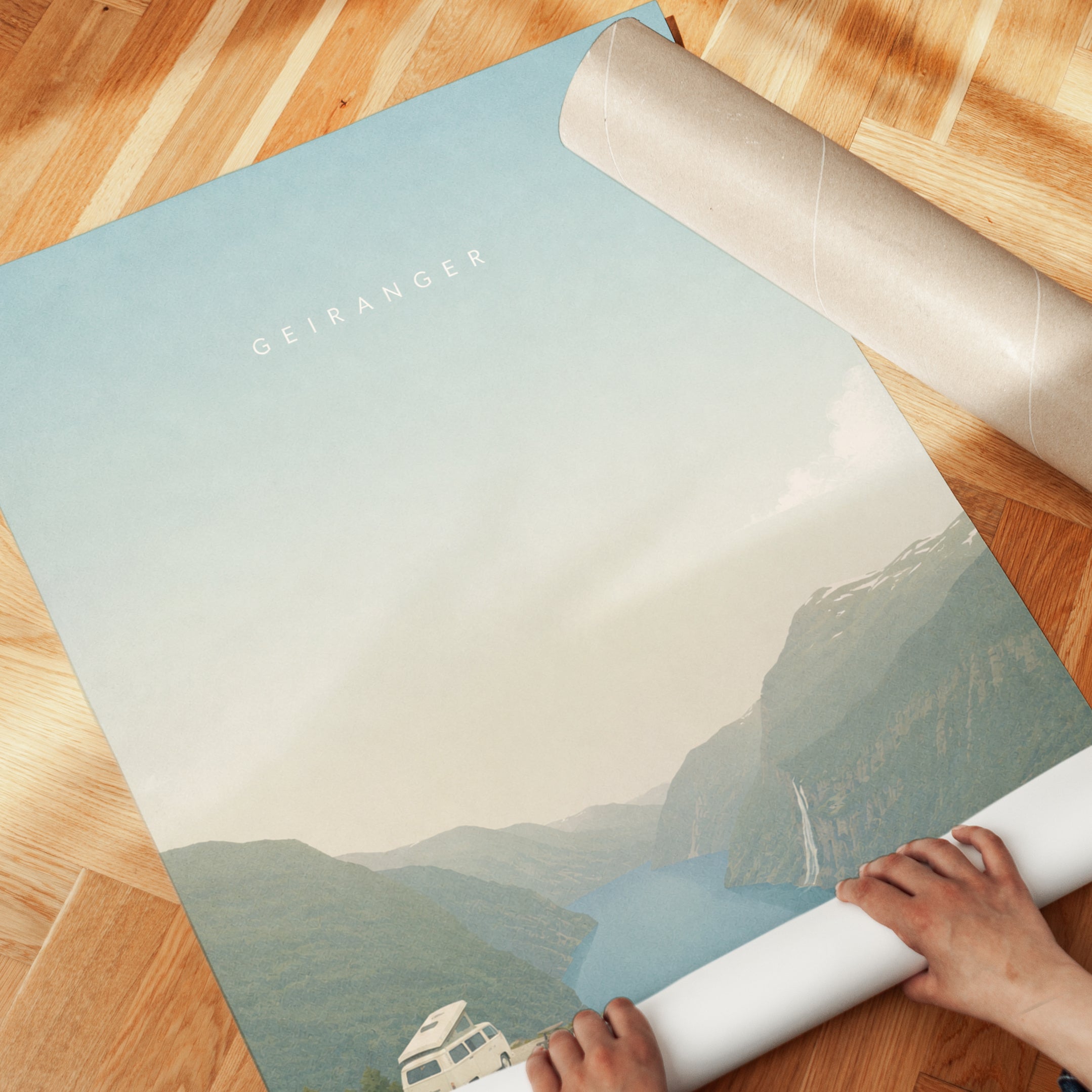 Geiranger Travel Poster – Norway Fjord Print - detail