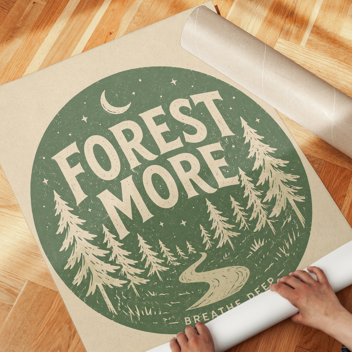 Nature Wall Art: Vintage Forest Illustration - detail