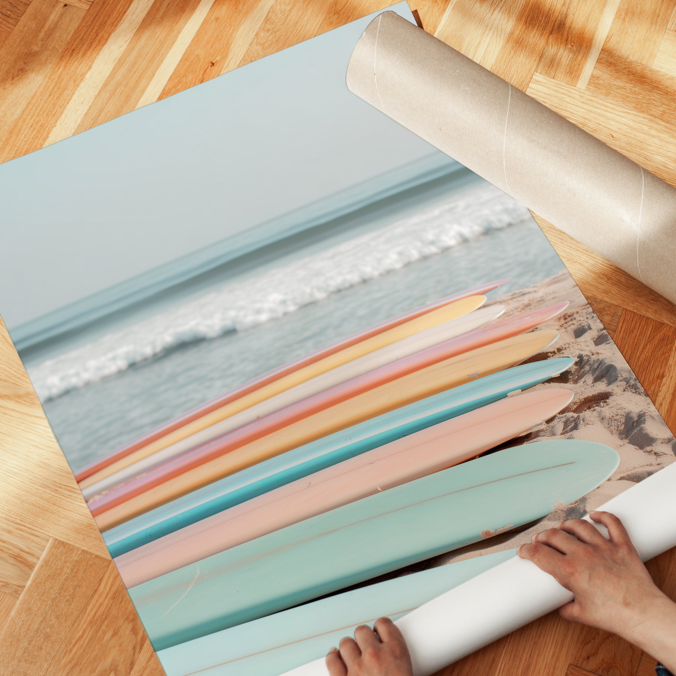 Pastel Surfboards Beach Photography Print - detail
